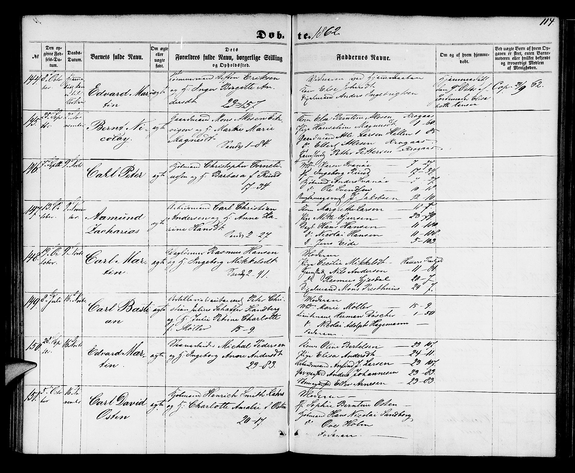 Korskirken sokneprestembete, AV/SAB-A-76101/H/Hab: Parish register (copy) no. B 4, 1858-1863, p. 115