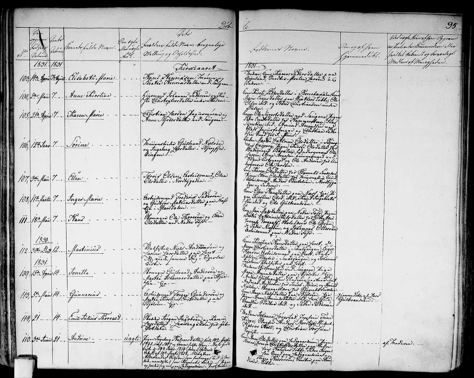 Aker prestekontor kirkebøker, AV/SAO-A-10861/F/L0013: Parish register (official) no. 13, 1828-1837, p. 95