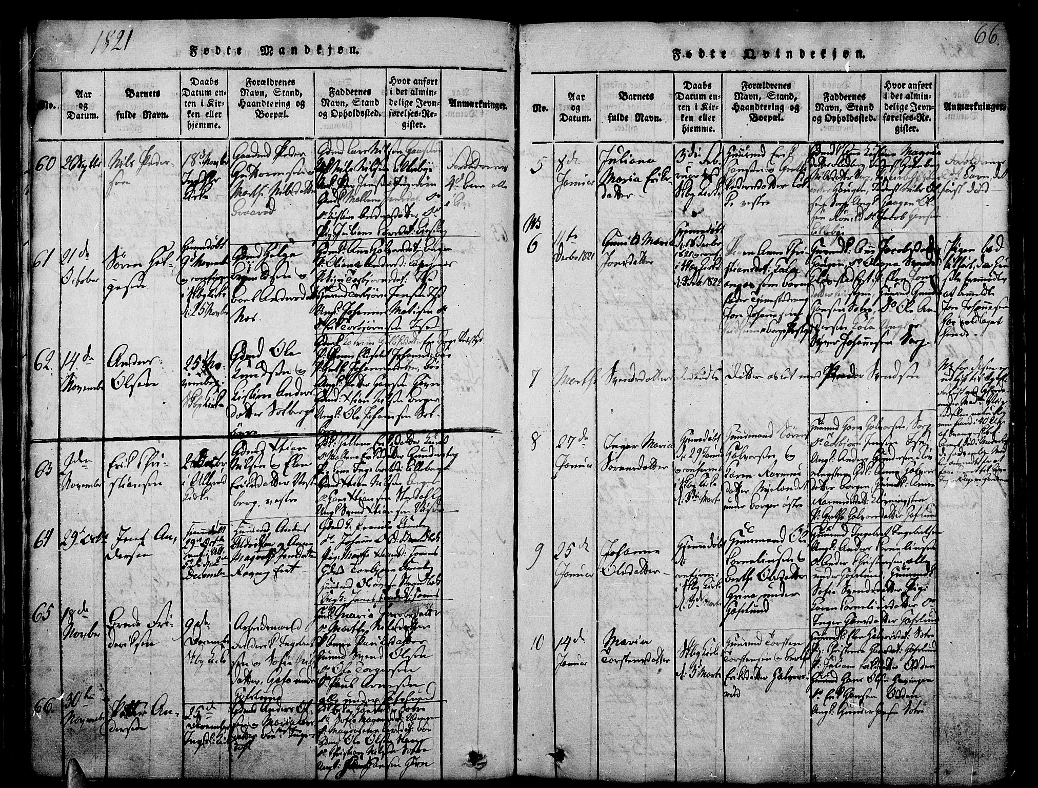 Skjeberg prestekontor Kirkebøker, AV/SAO-A-10923/F/Fa/L0004: Parish register (official) no. I 4, 1815-1830, p. 66