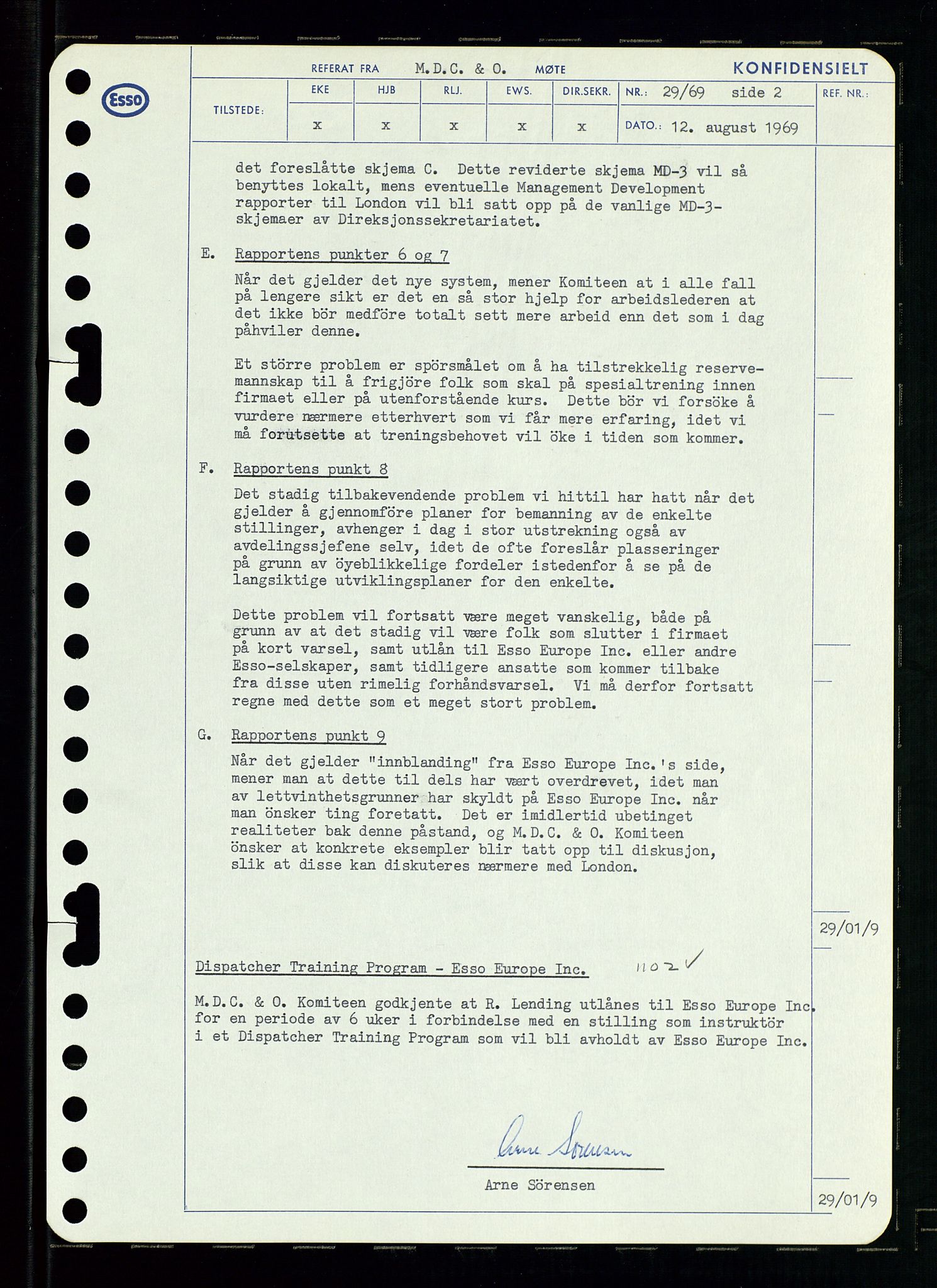 Pa 0982 - Esso Norge A/S, AV/SAST-A-100448/A/Aa/L0003/0001: Den administrerende direksjon Board minutes (styrereferater) og Bedriftforsamlingsprotokoll / Den administrerende direksjon Board minutes (styrereferater), 1969, p. 171