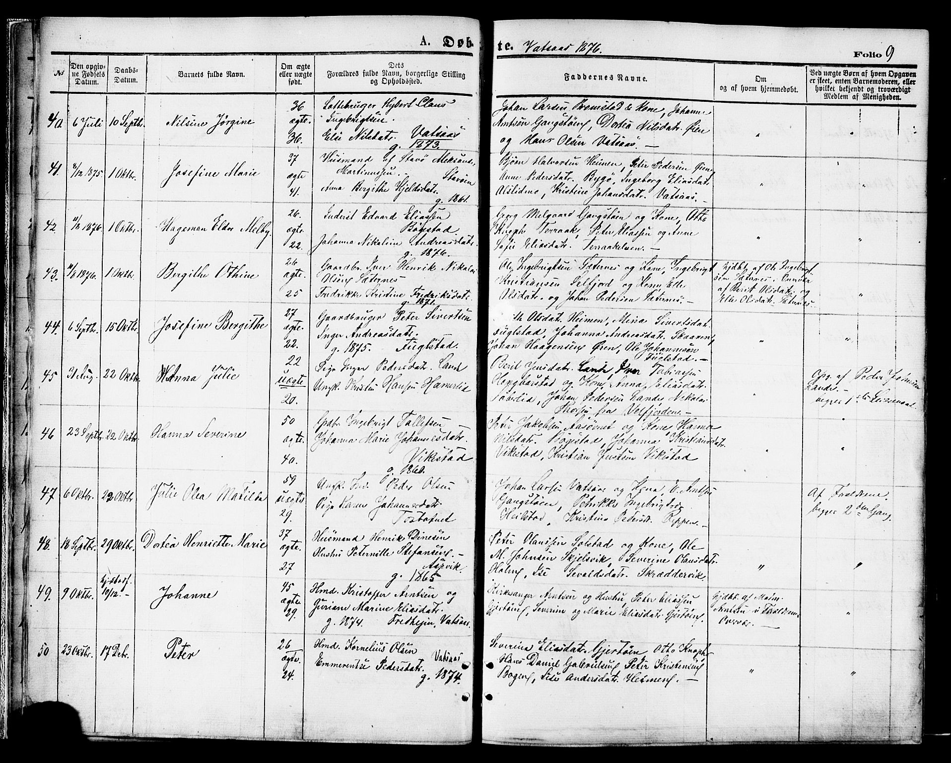 Ministerialprotokoller, klokkerbøker og fødselsregistre - Nordland, AV/SAT-A-1459/810/L0148: Parish register (official) no. 810A09 /1, 1874-1884, p. 9