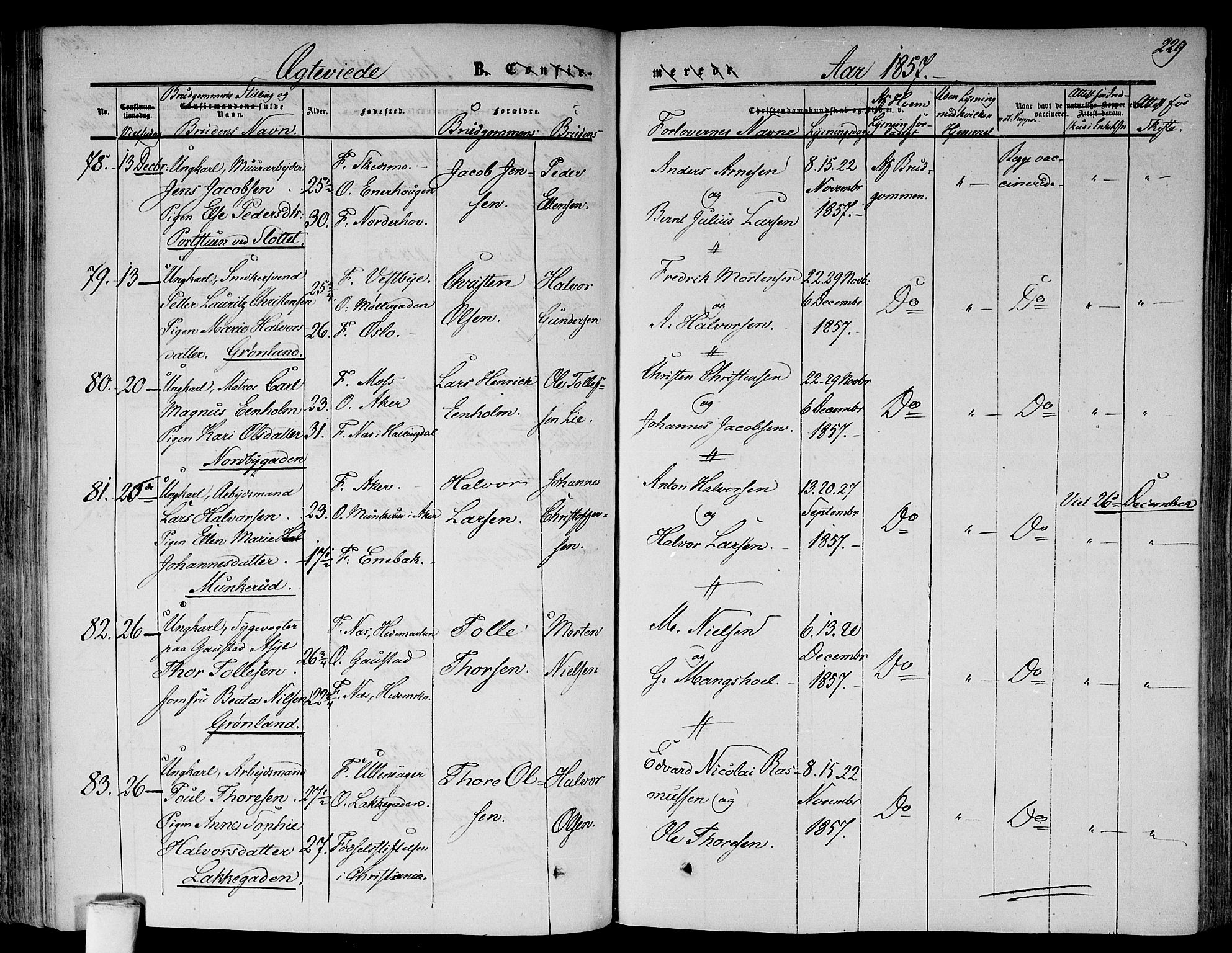 Gamlebyen prestekontor Kirkebøker, SAO/A-10884/F/Fa/L0004: Parish register (official) no. 4, 1850-1857, p. 229