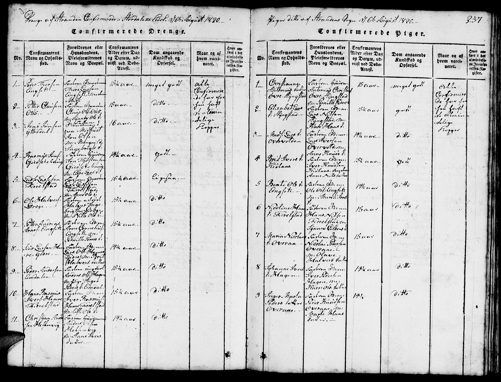 Ministerialprotokoller, klokkerbøker og fødselsregistre - Møre og Romsdal, AV/SAT-A-1454/520/L0289: Parish register (copy) no. 520C01, 1817-1837, p. 237