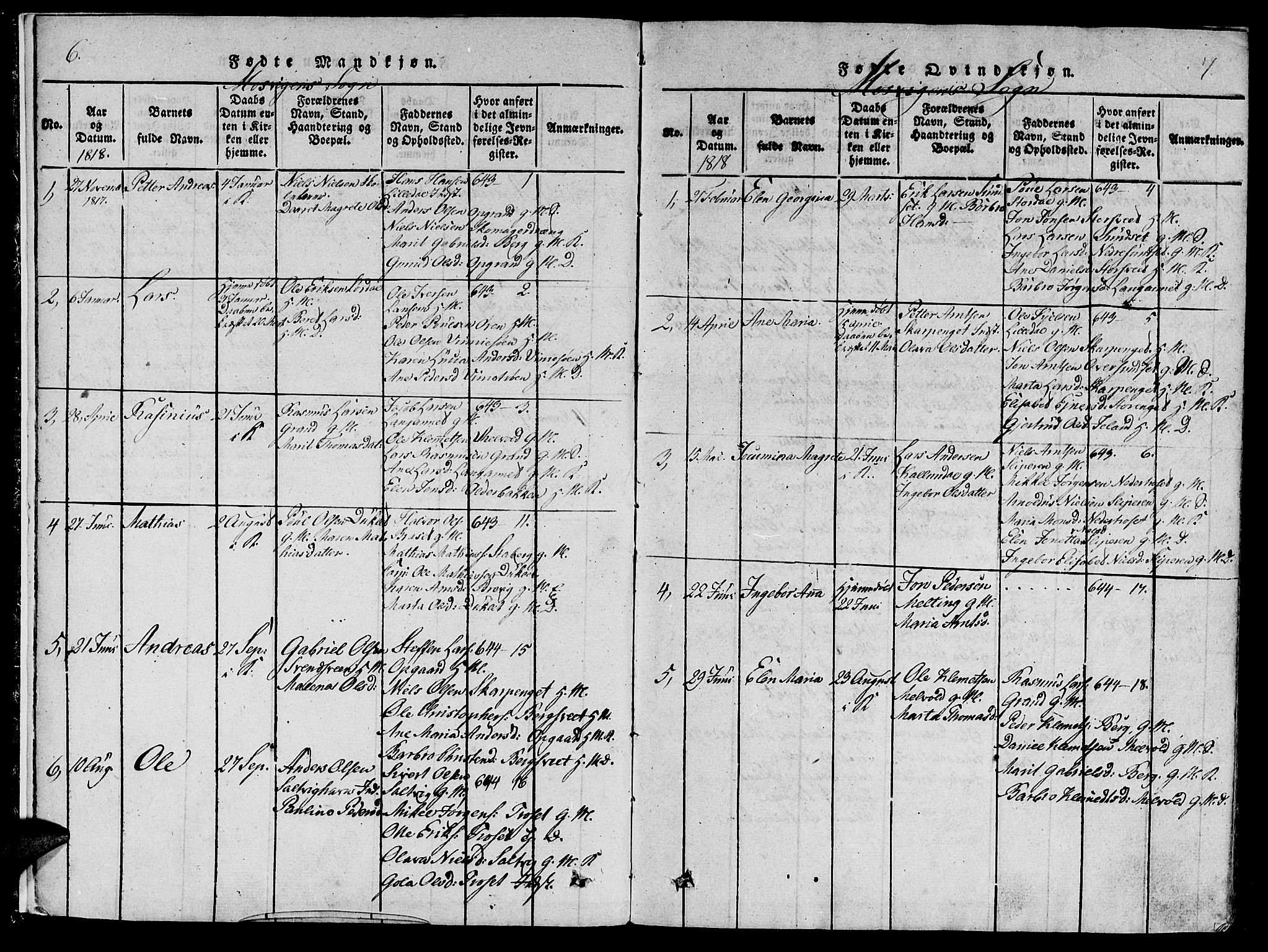Ministerialprotokoller, klokkerbøker og fødselsregistre - Nord-Trøndelag, SAT/A-1458/733/L0322: Parish register (official) no. 733A01, 1817-1842, p. 6-7