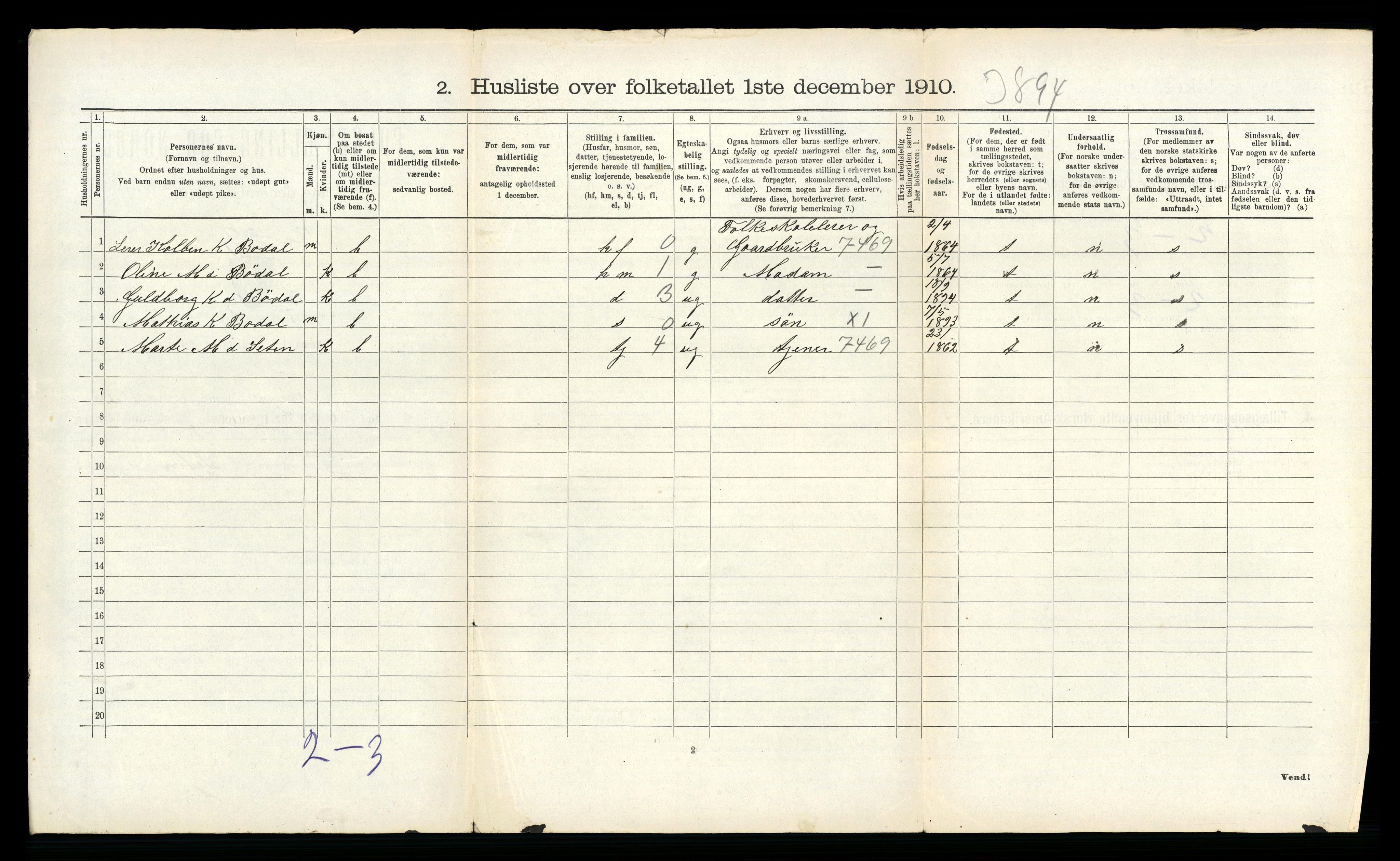 RA, 1910 census for Stryn, 1910, p. 848