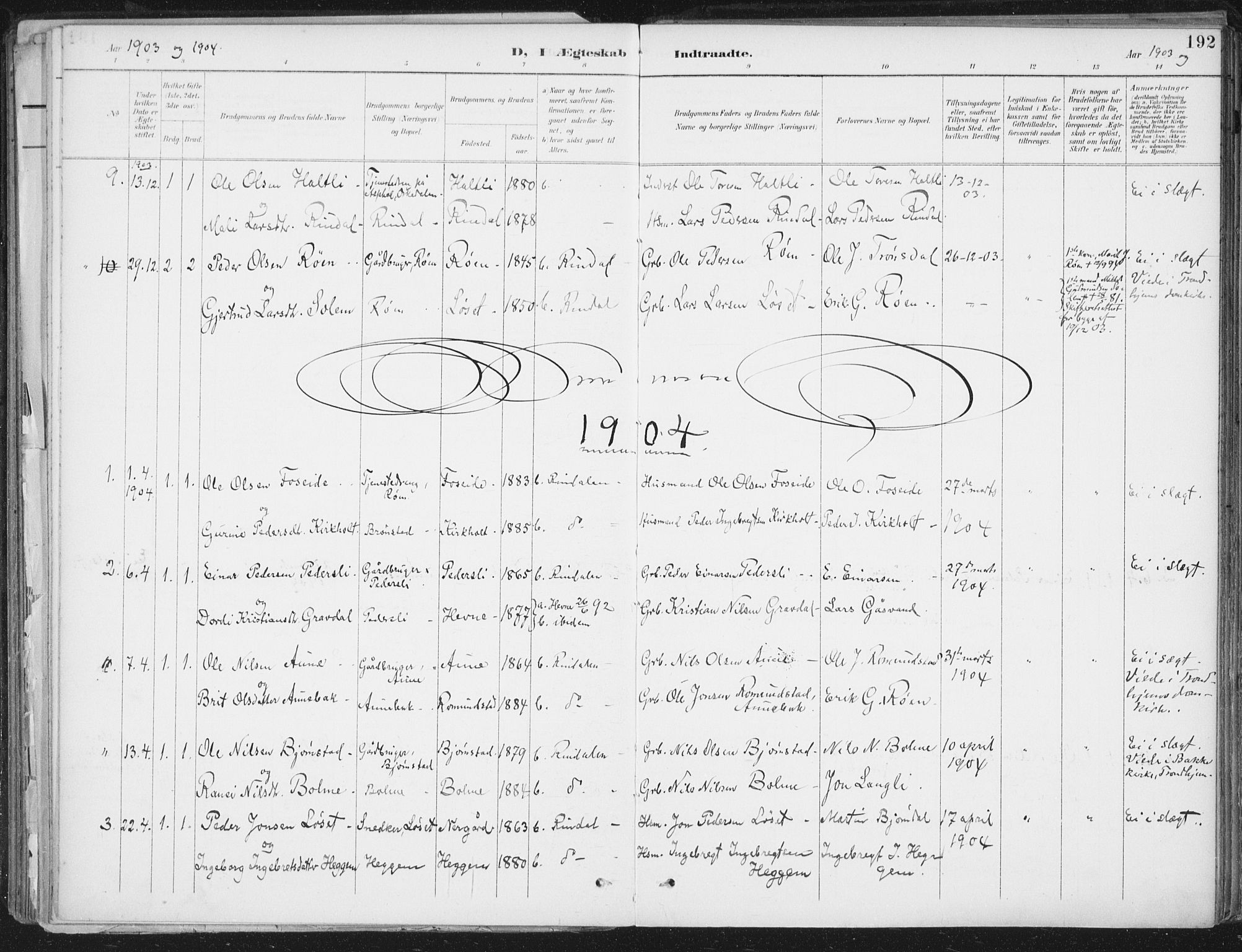 Ministerialprotokoller, klokkerbøker og fødselsregistre - Møre og Romsdal, AV/SAT-A-1454/598/L1072: Parish register (official) no. 598A06, 1896-1910, p. 192