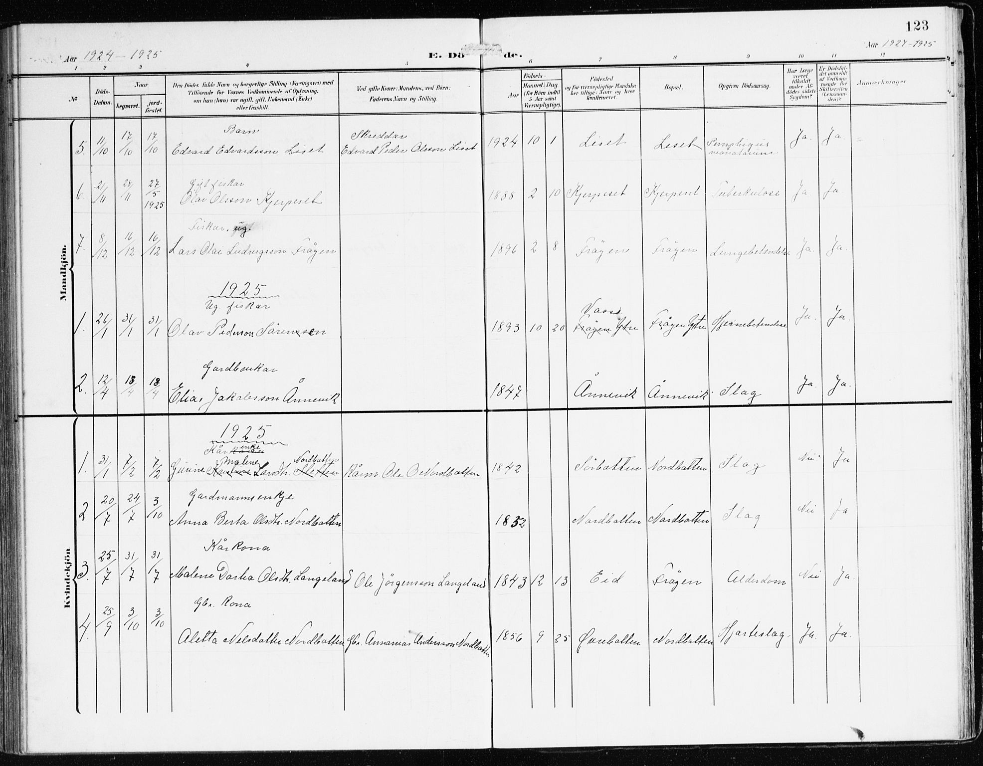 Bremanger sokneprestembete, SAB/A-82201/H/Haa/Haab/L0003: Parish register (official) no. B 3, 1908-1925, p. 123