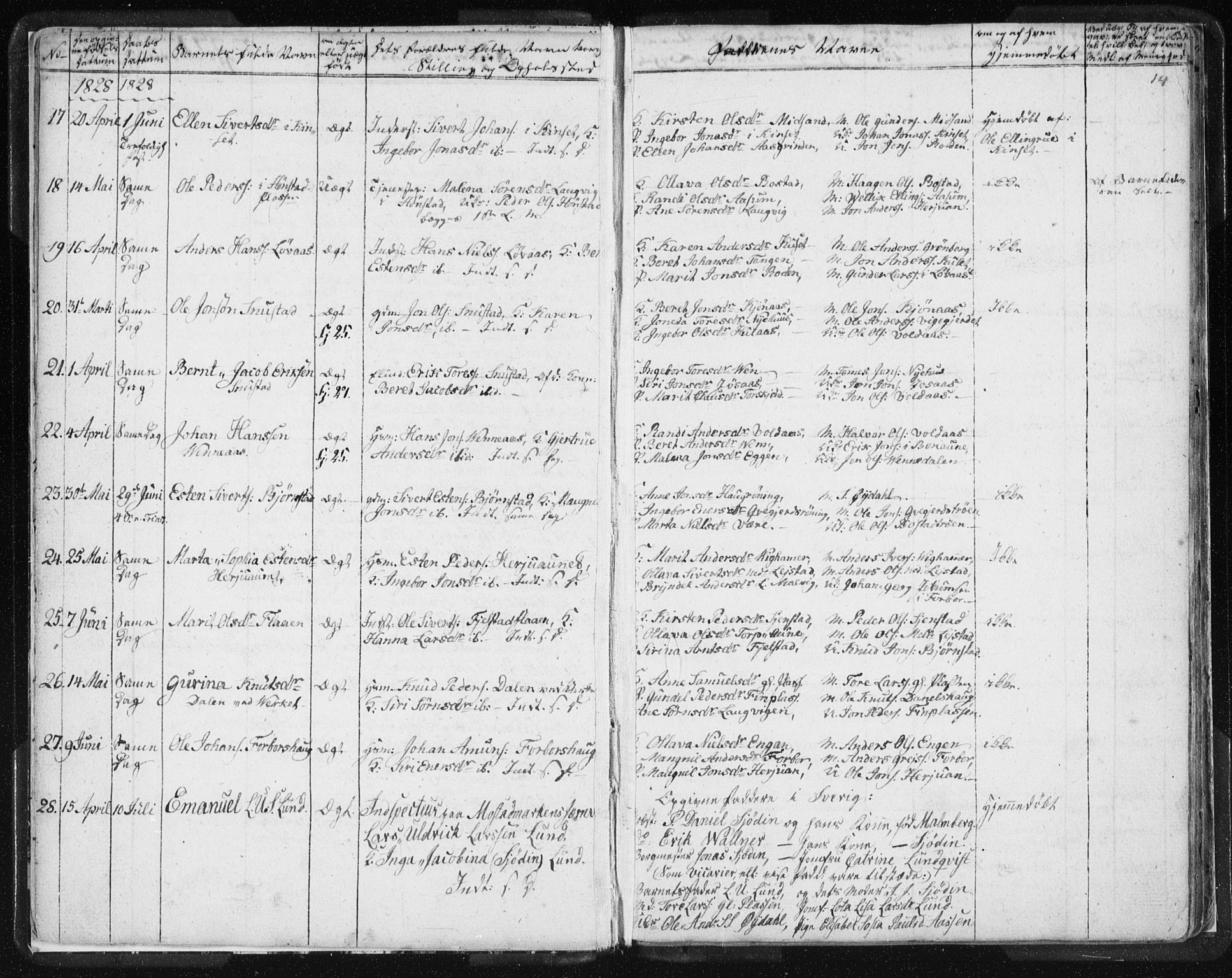 Ministerialprotokoller, klokkerbøker og fødselsregistre - Sør-Trøndelag, AV/SAT-A-1456/616/L0404: Parish register (official) no. 616A01, 1823-1831, p. 14