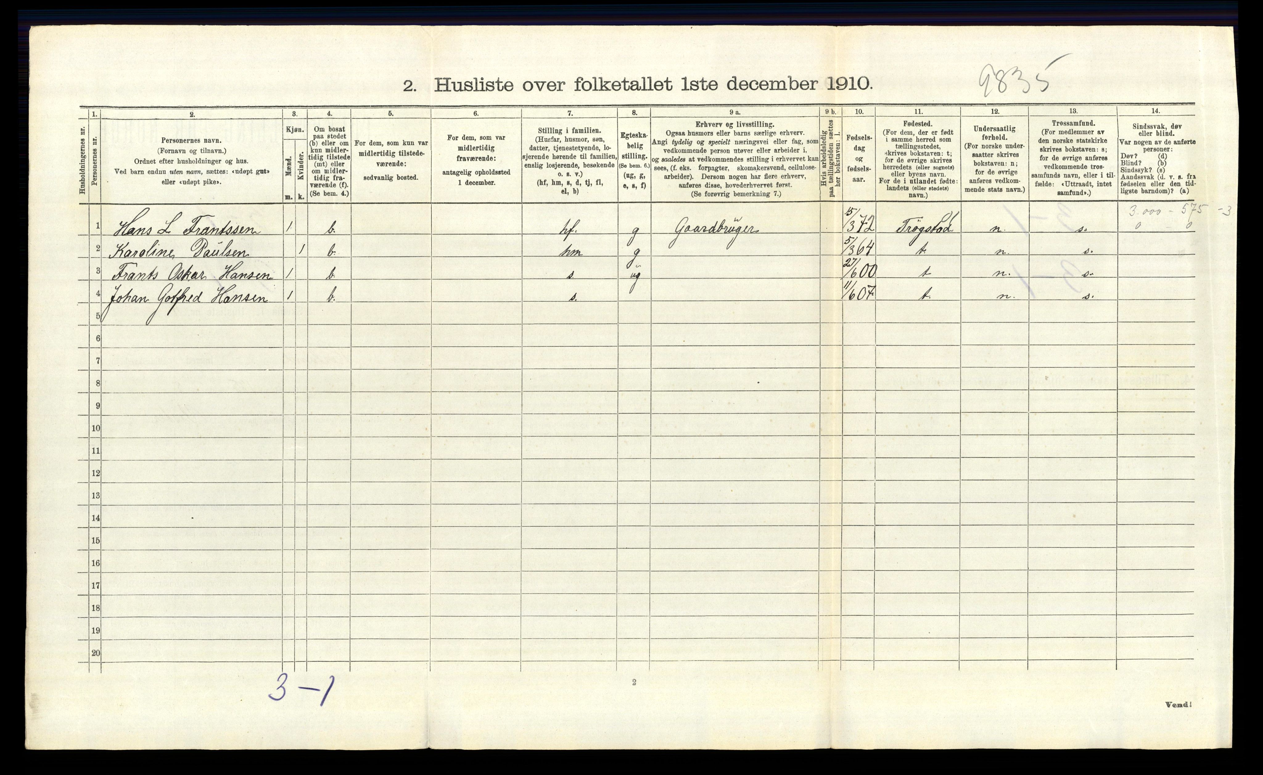 RA, 1910 census for Eidsberg, 1910, p. 1625