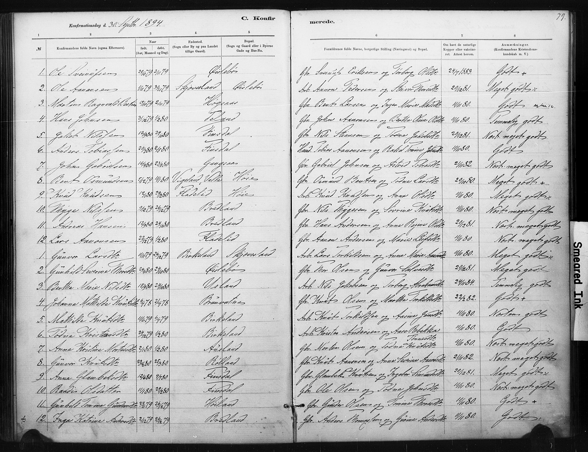 Holum sokneprestkontor, AV/SAK-1111-0022/F/Fa/Fac/L0004: Parish register (official) no. A 4, 1884-1907, p. 79