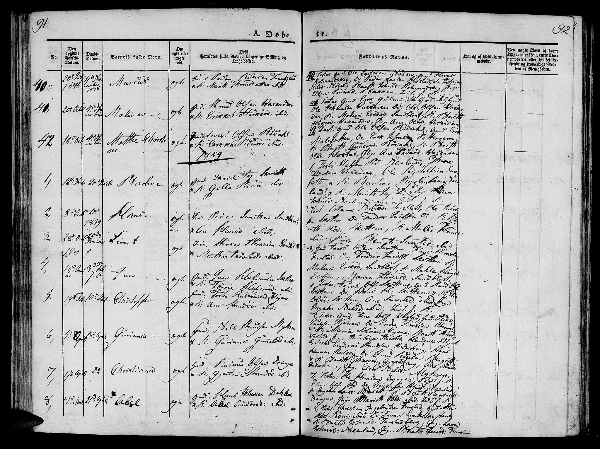 Ministerialprotokoller, klokkerbøker og fødselsregistre - Møre og Romsdal, SAT/A-1454/566/L0765: Parish register (official) no. 566A04, 1829-1841, p. 91-92