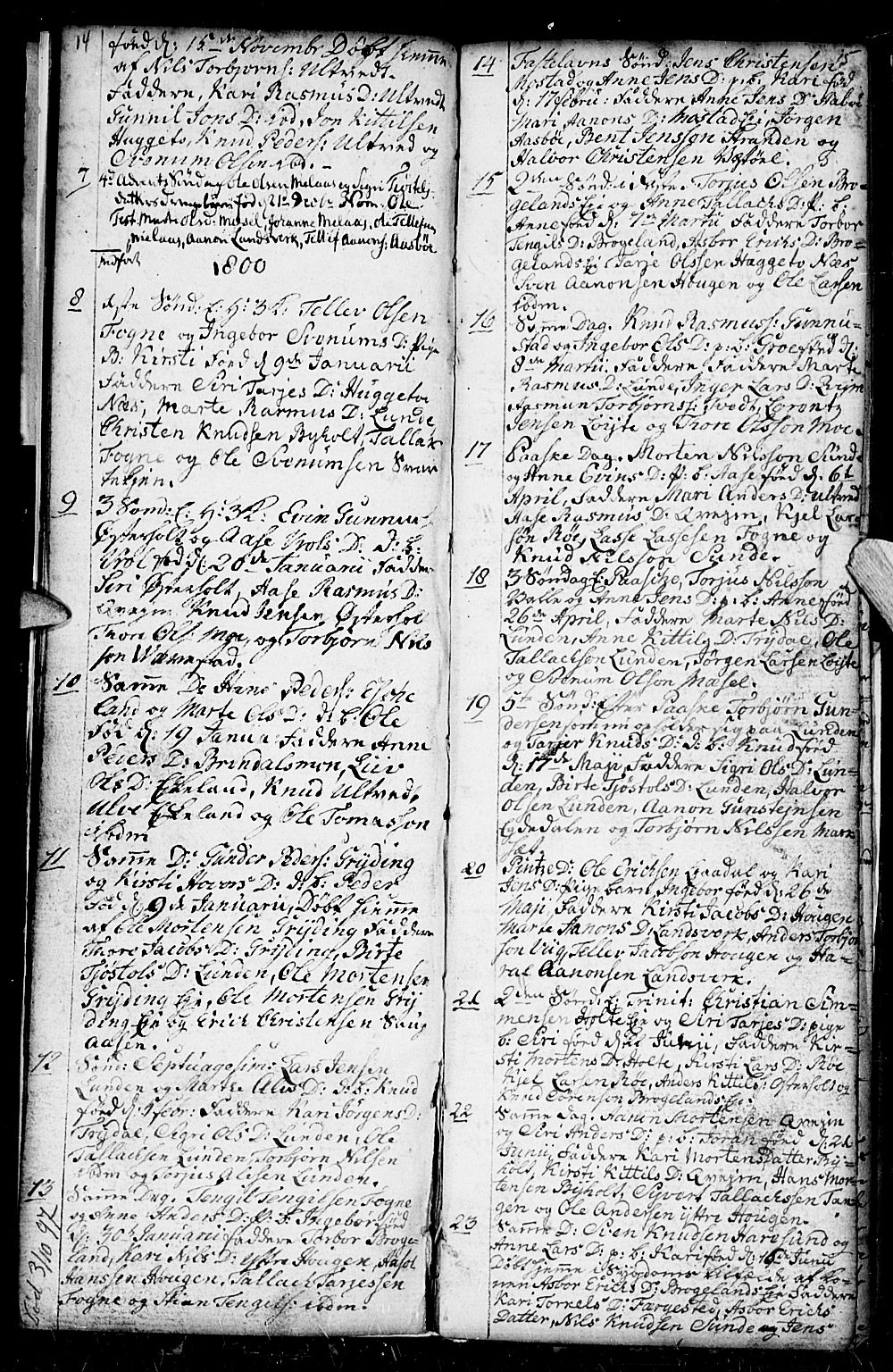 Gjerstad sokneprestkontor, SAK/1111-0014/F/Fb/Fba/L0001: Parish register (copy) no. B 1, 1797-1816, p. 14-15