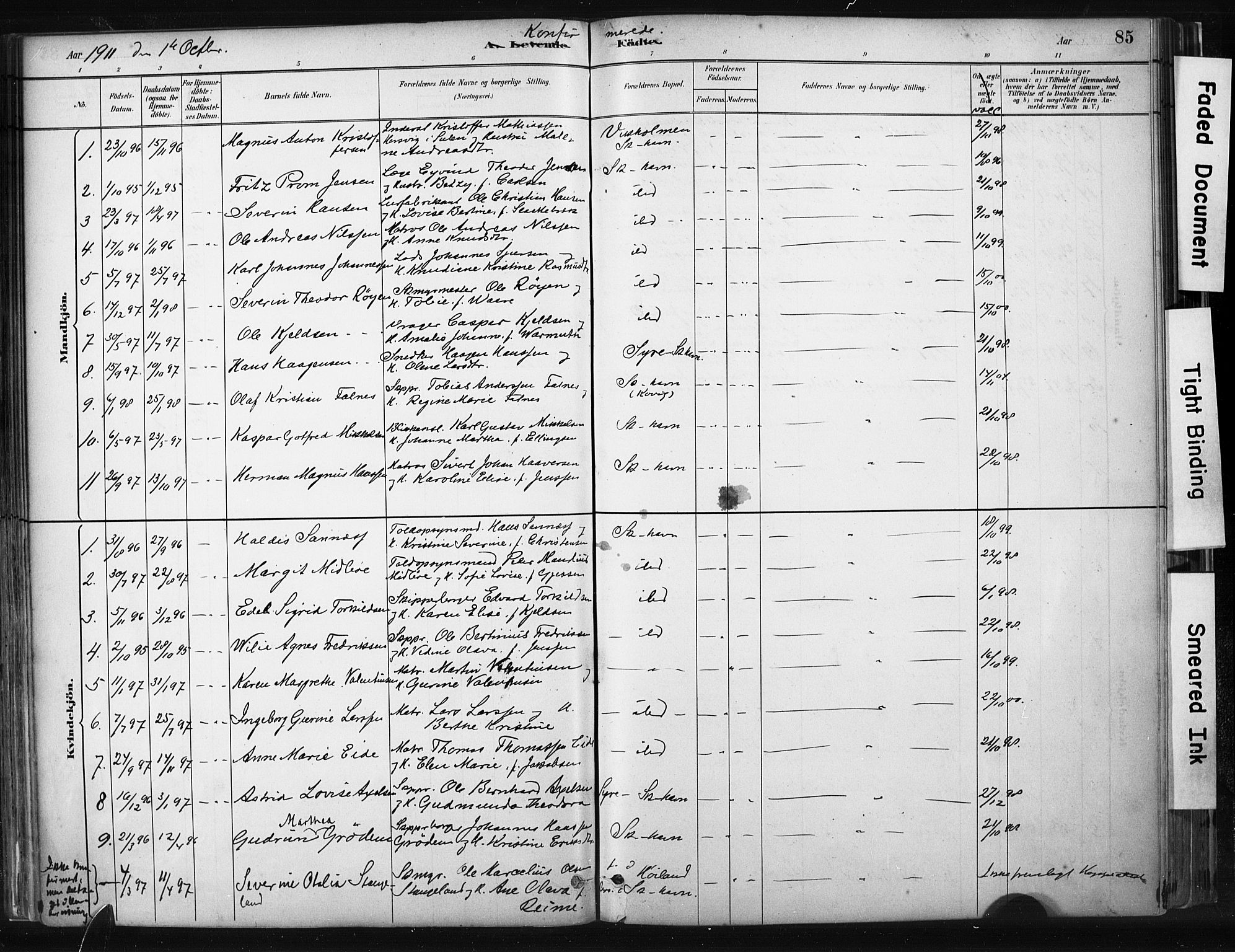Skudenes sokneprestkontor, SAST/A -101849/H/Ha/Haa/L0008: Parish register (official) no. A 5, 1882-1912, p. 85