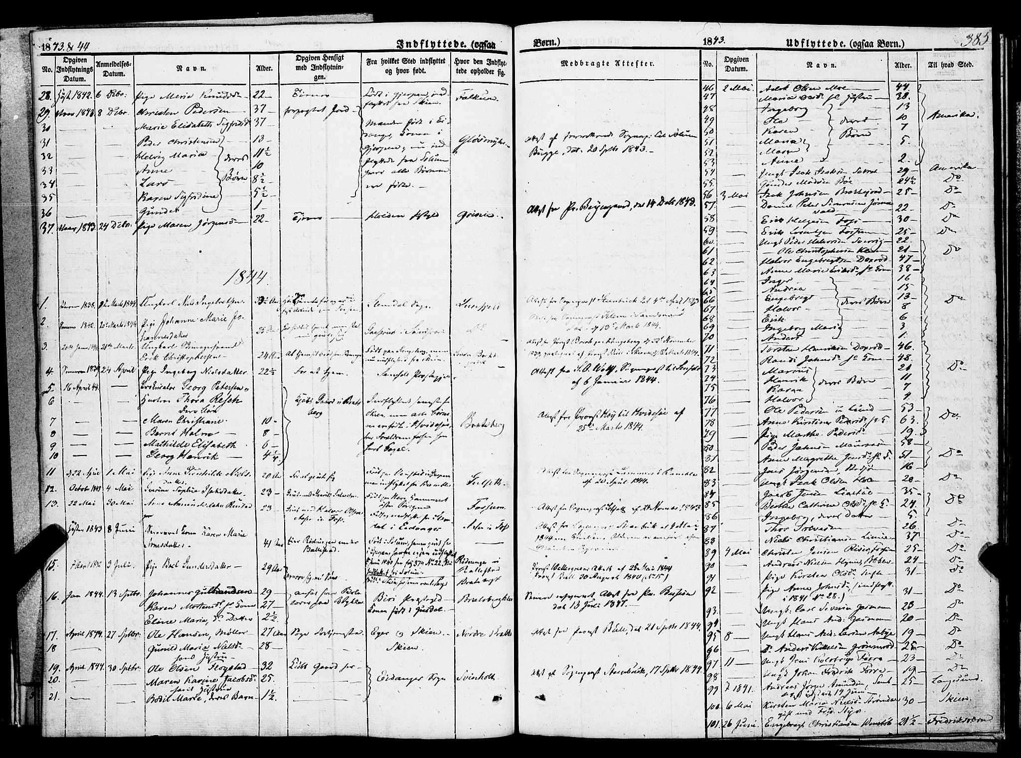 Gjerpen kirkebøker, SAKO/A-265/F/Fa/L0007b: Parish register (official) no. I 7B, 1834-1857, p. 385
