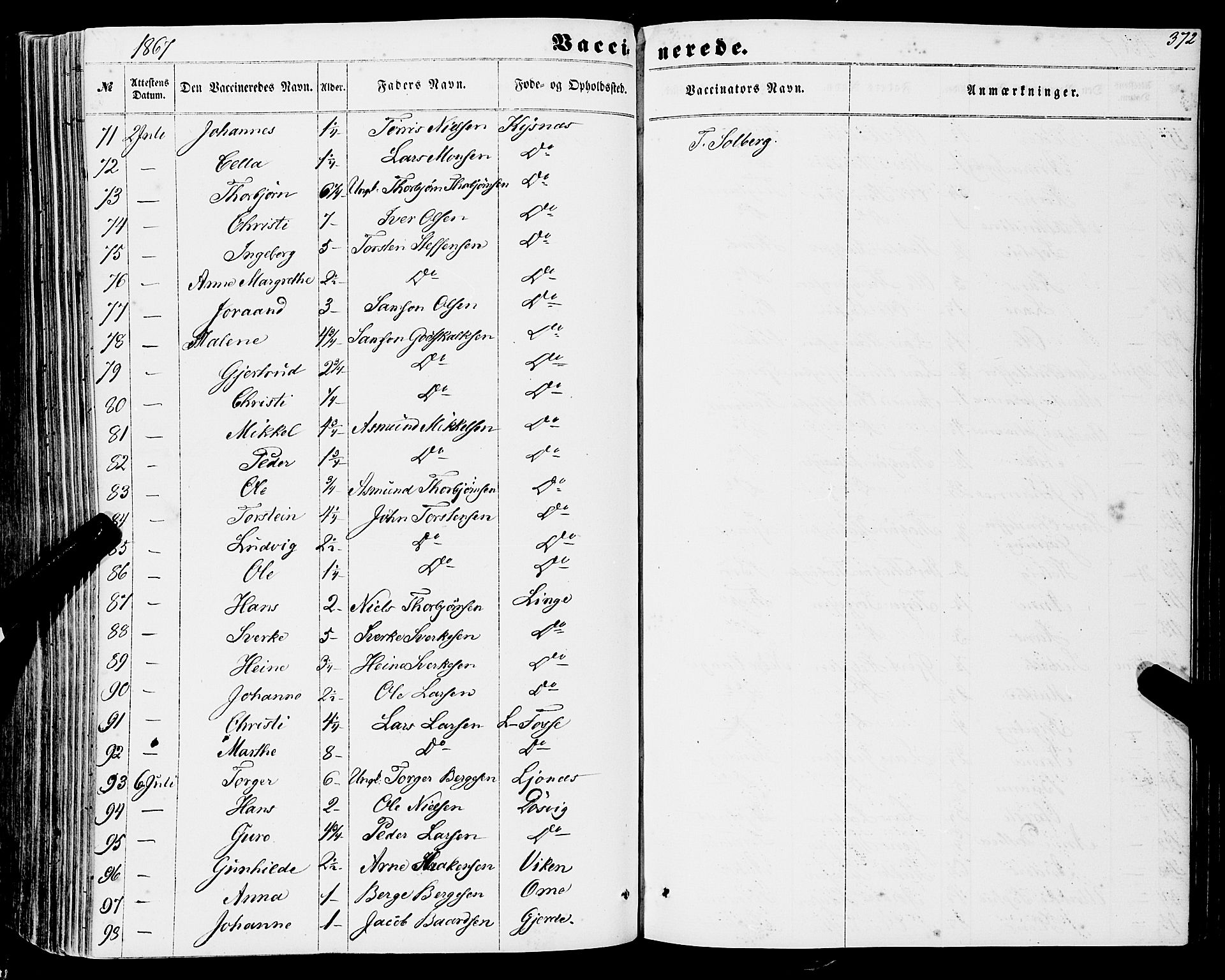 Strandebarm sokneprestembete, AV/SAB-A-78401/H/Haa: Parish register (official) no. A 8, 1858-1872, p. 372