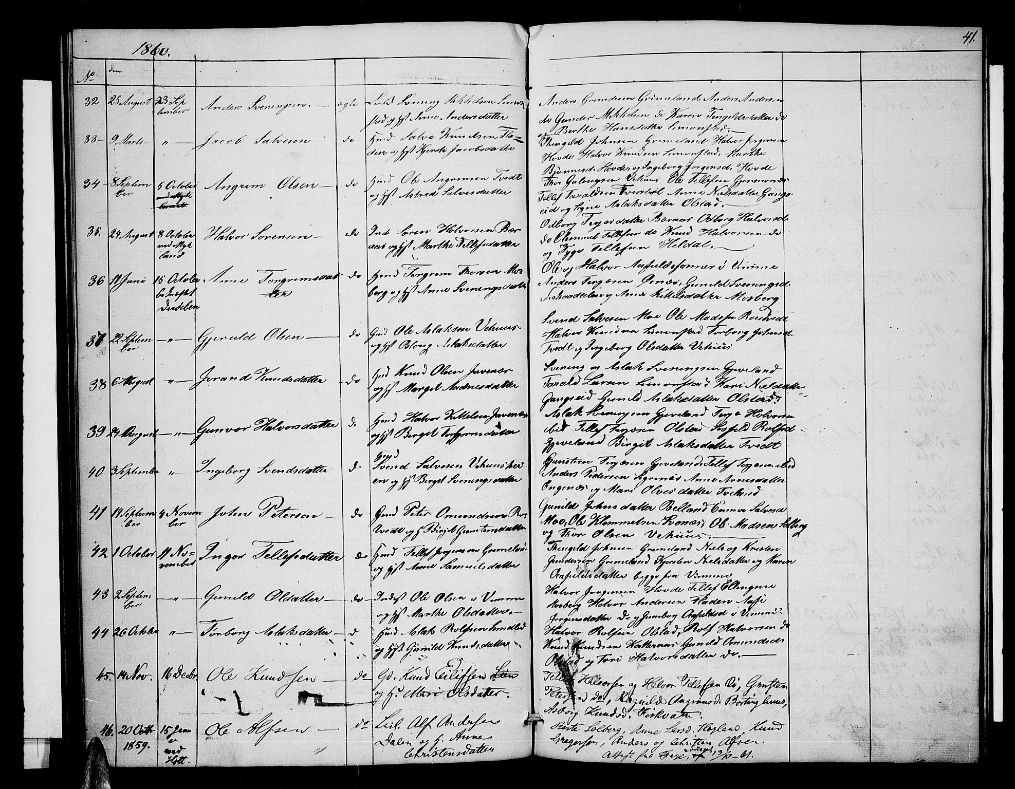 Åmli sokneprestkontor, AV/SAK-1111-0050/F/Fb/Fbc/L0002: Parish register (copy) no. B 2, 1850-1867, p. 41