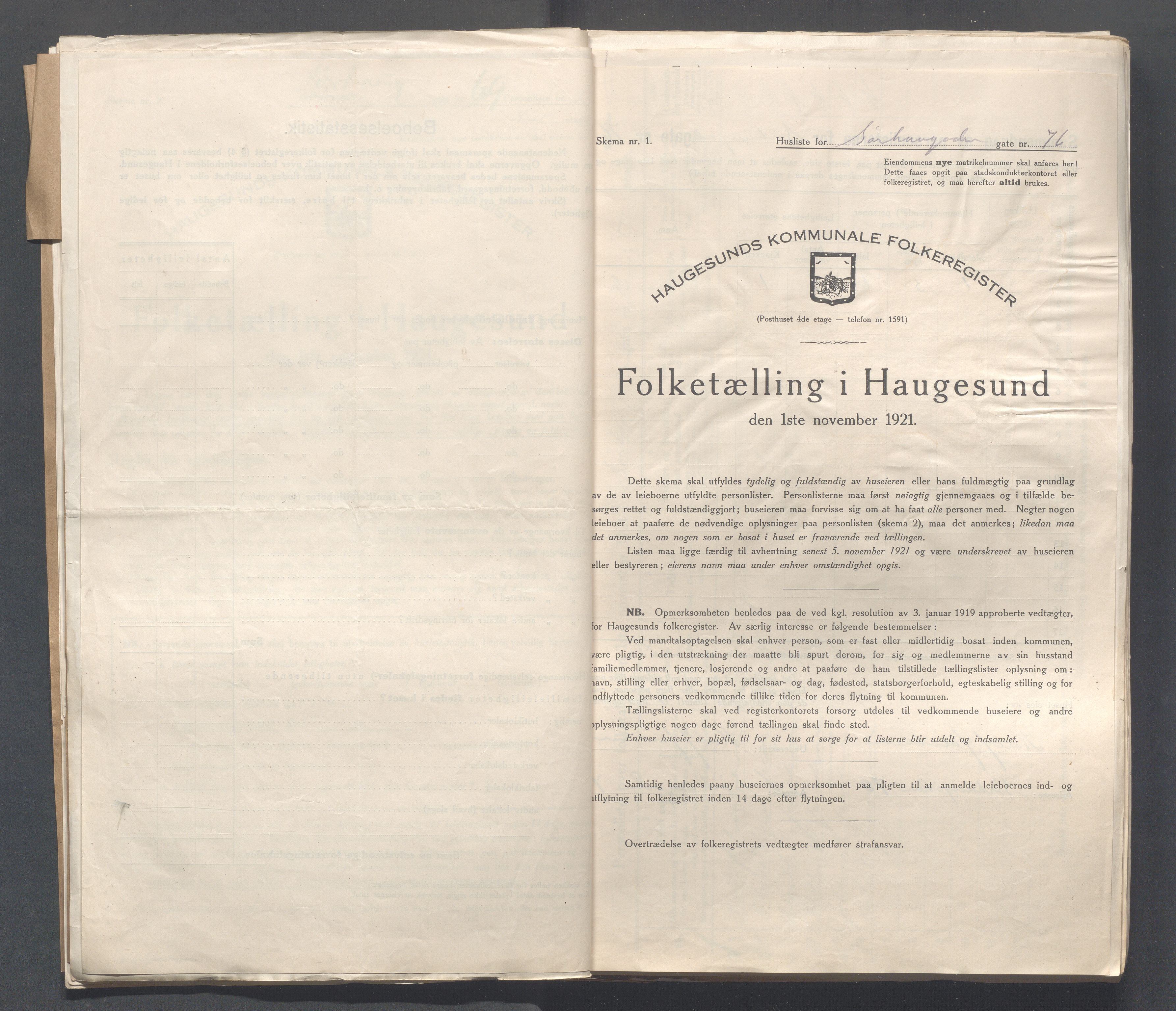 IKAR, Local census 1.11.1921 for Haugesund, 1921, p. 4994