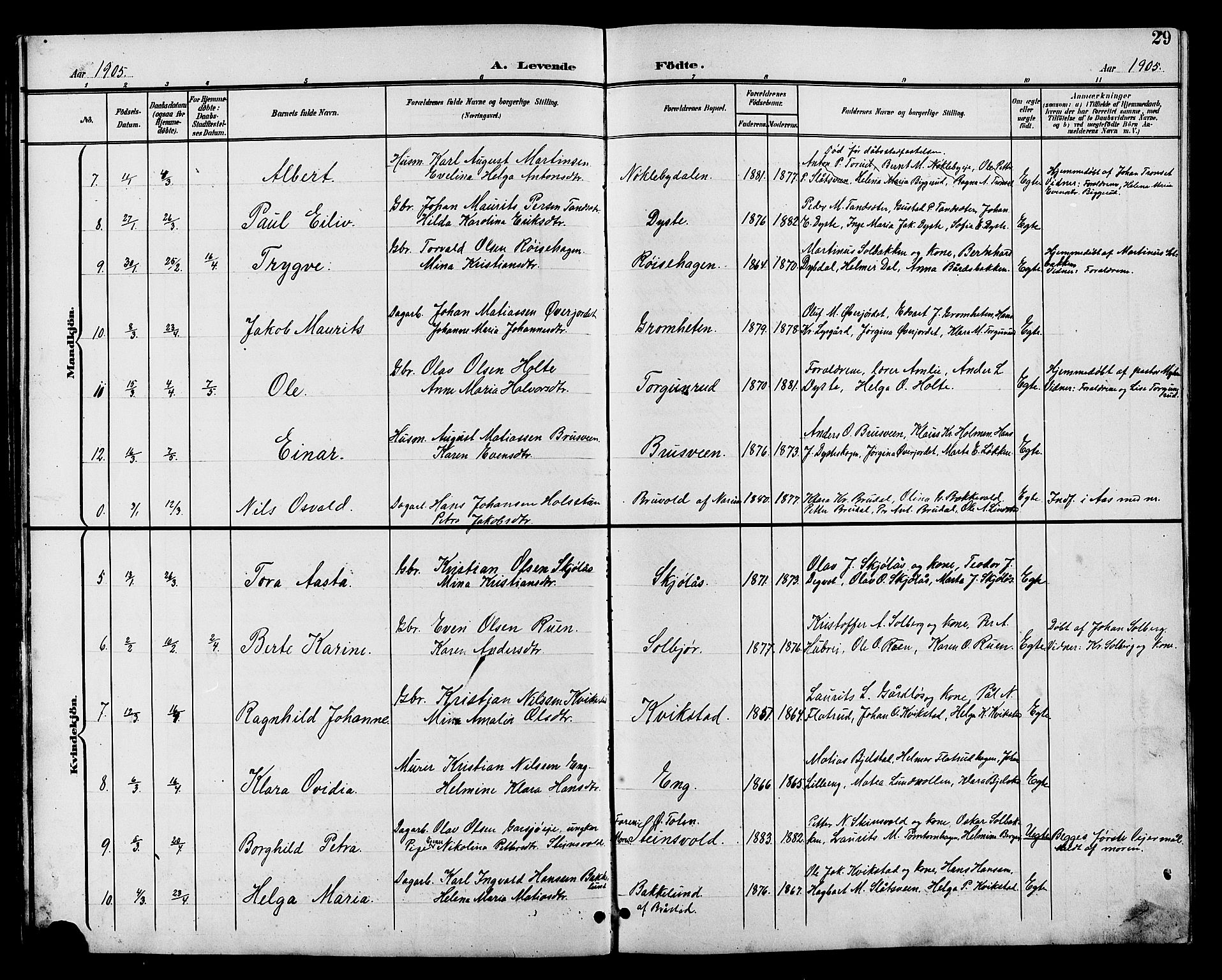 Vestre Toten prestekontor, SAH/PREST-108/H/Ha/Hab/L0011: Parish register (copy) no. 11, 1901-1911, p. 29