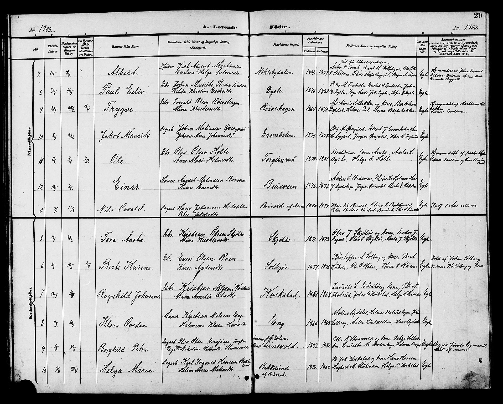 Vestre Toten prestekontor, AV/SAH-PREST-108/H/Ha/Hab/L0011: Parish register (copy) no. 11, 1901-1911, p. 29