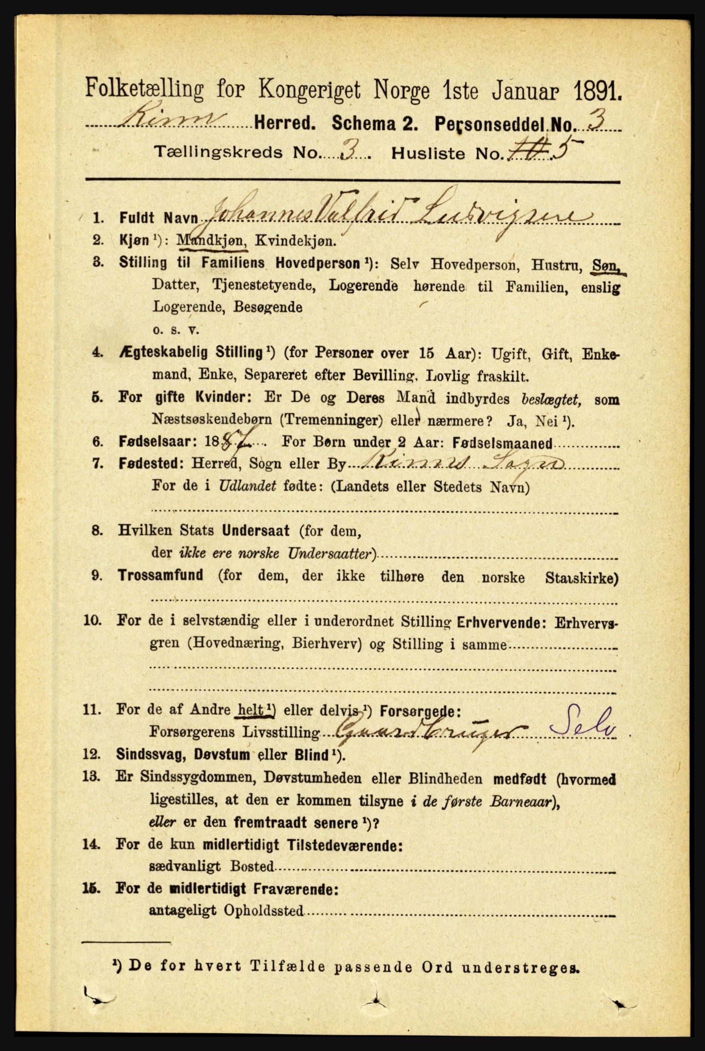 RA, 1891 census for 1437 Kinn, 1891, p. 972