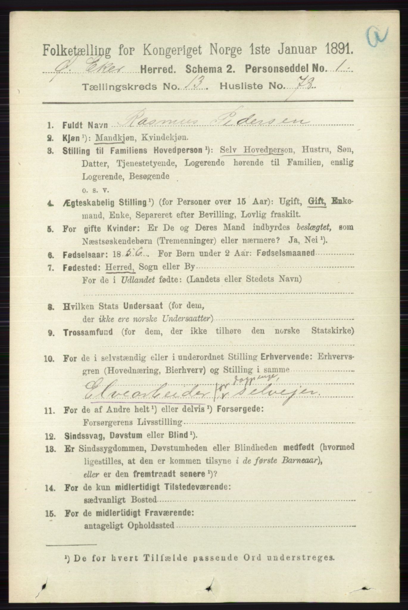 RA, 1891 census for 0624 Øvre Eiker, 1891, p. 6292