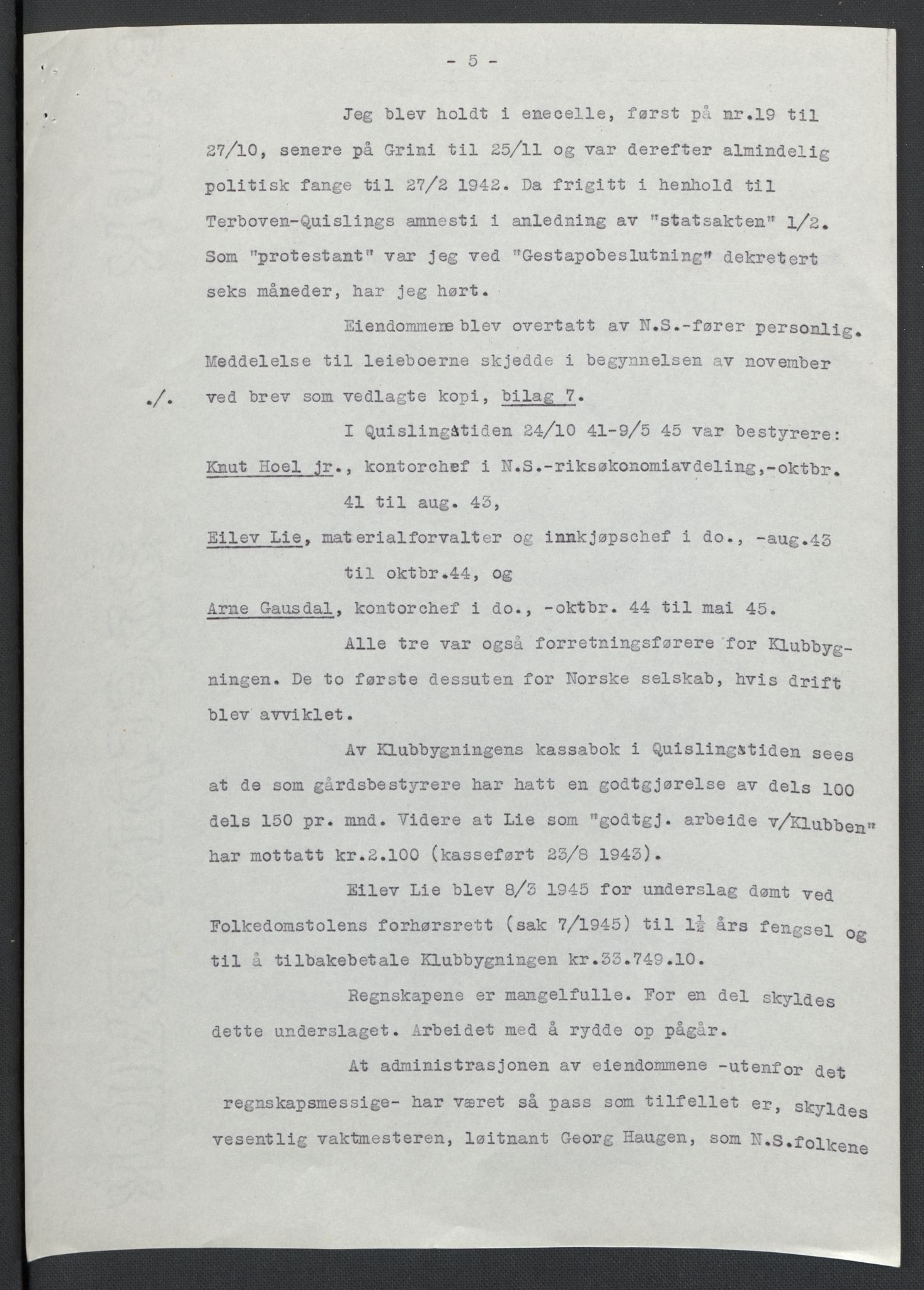 Landssvikarkivet, Oslo politikammer, AV/RA-S-3138-01/D/Da/L0003: Dnr. 29, 1945, p. 2783