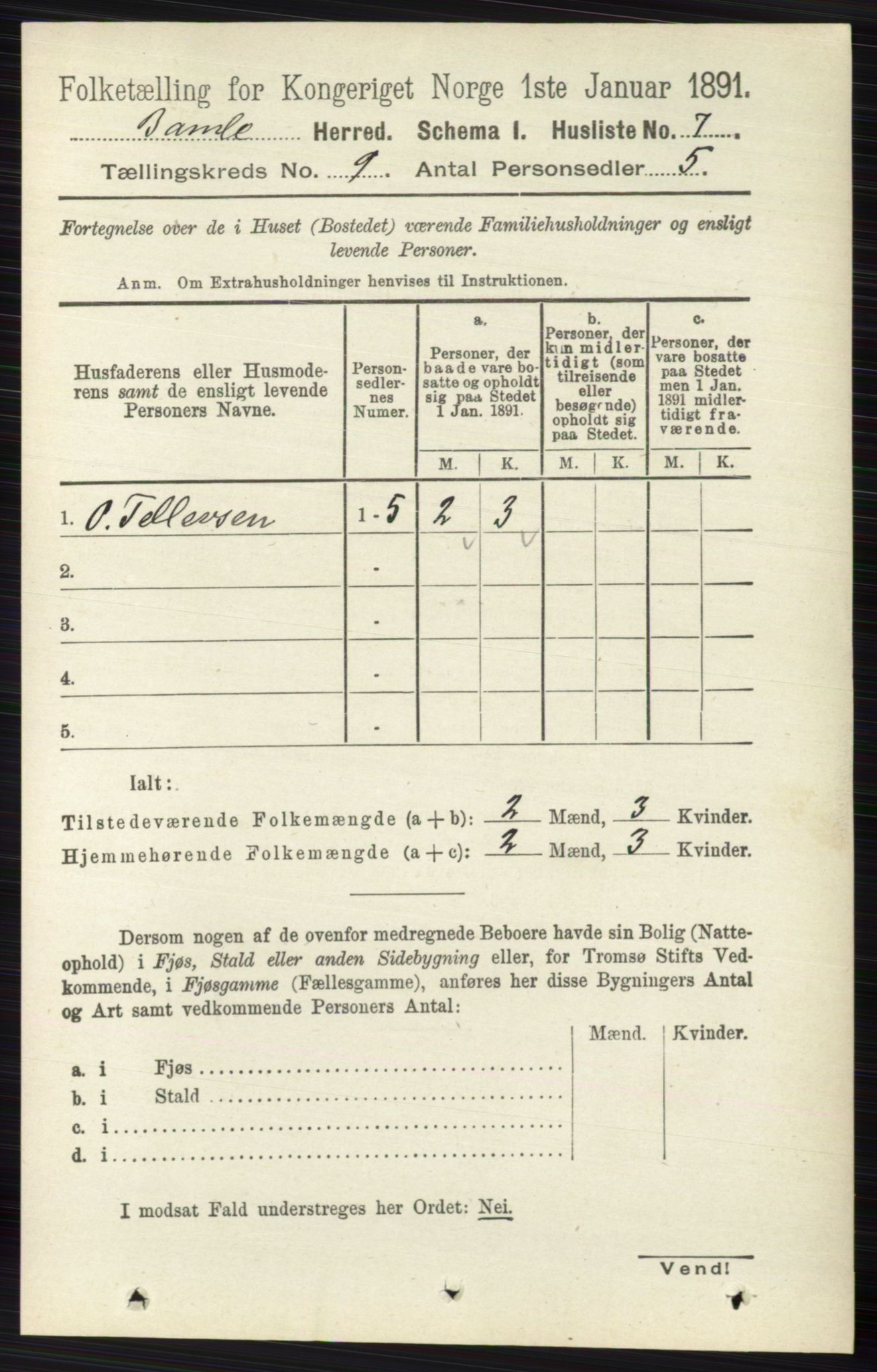 RA, 1891 census for 0814 Bamble, 1891, p. 4005