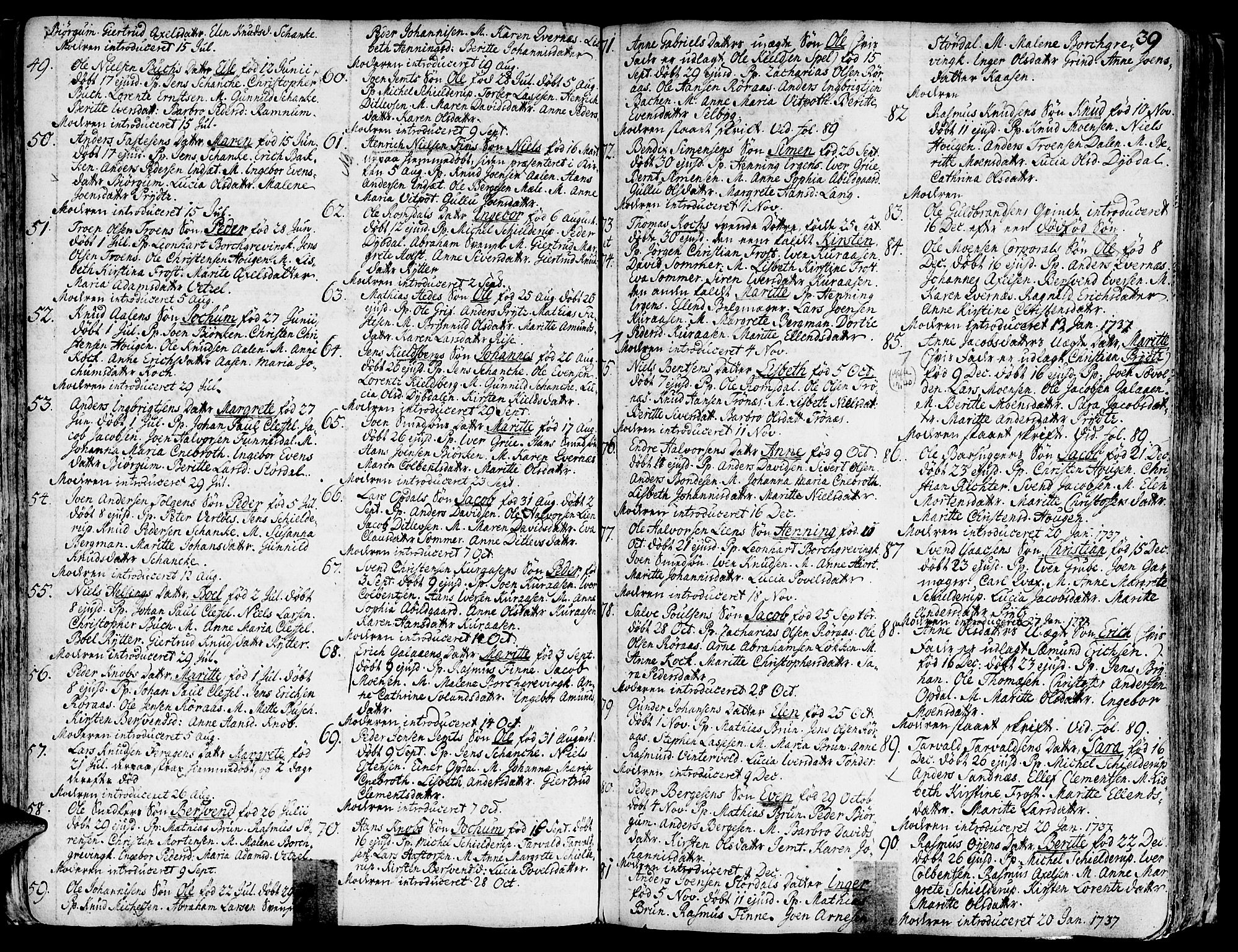 Ministerialprotokoller, klokkerbøker og fødselsregistre - Sør-Trøndelag, SAT/A-1456/681/L0925: Parish register (official) no. 681A03, 1727-1766, p. 39