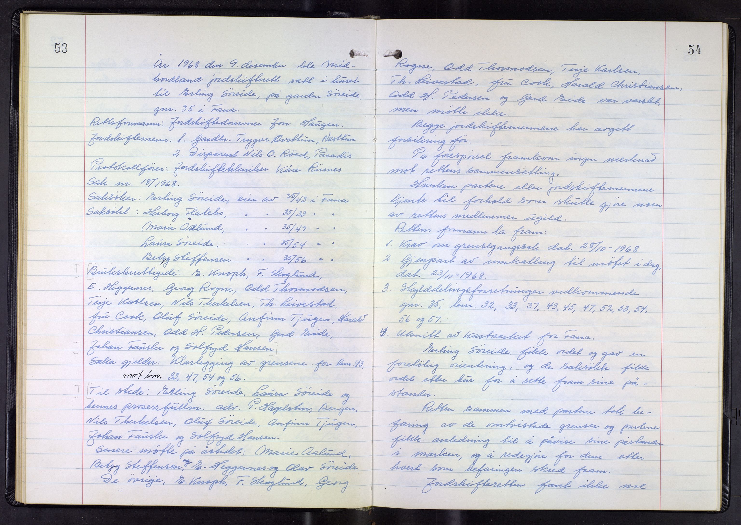 Hordaland jordskiftedøme - III Midhordland jordskiftedistrikt, AV/SAB-A-7001/A/Aa/L0039: Forhandlingsprotokoll, 1968-1972, p. 53-54