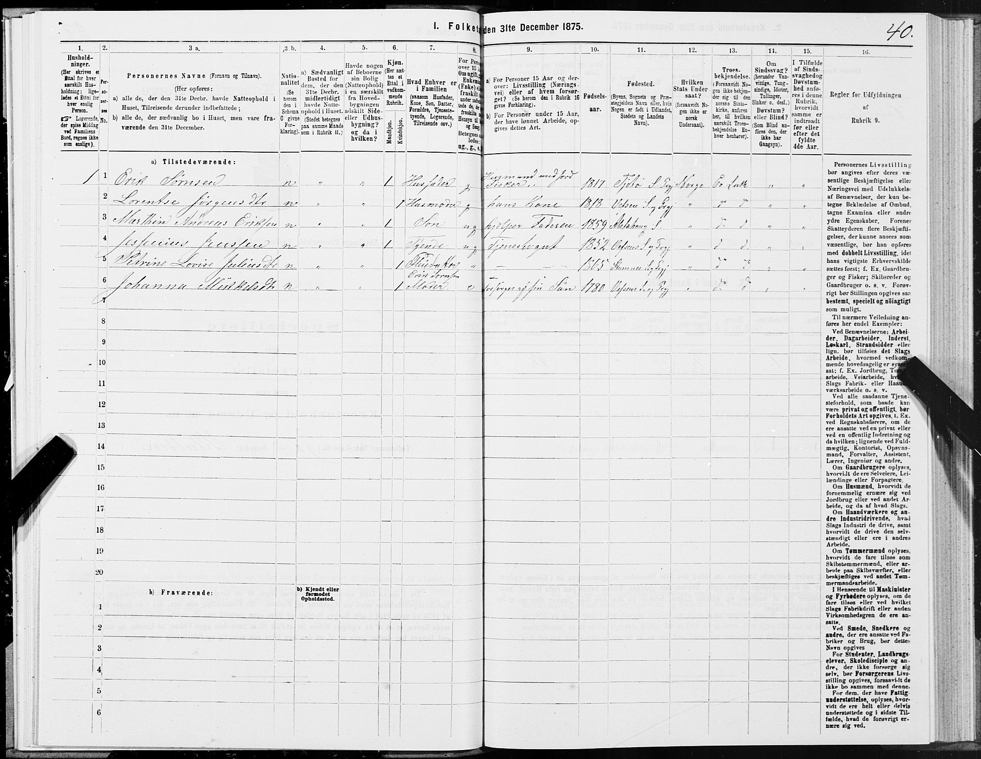 SAT, 1875 census for 1820P Alstahaug, 1875, p. 1040