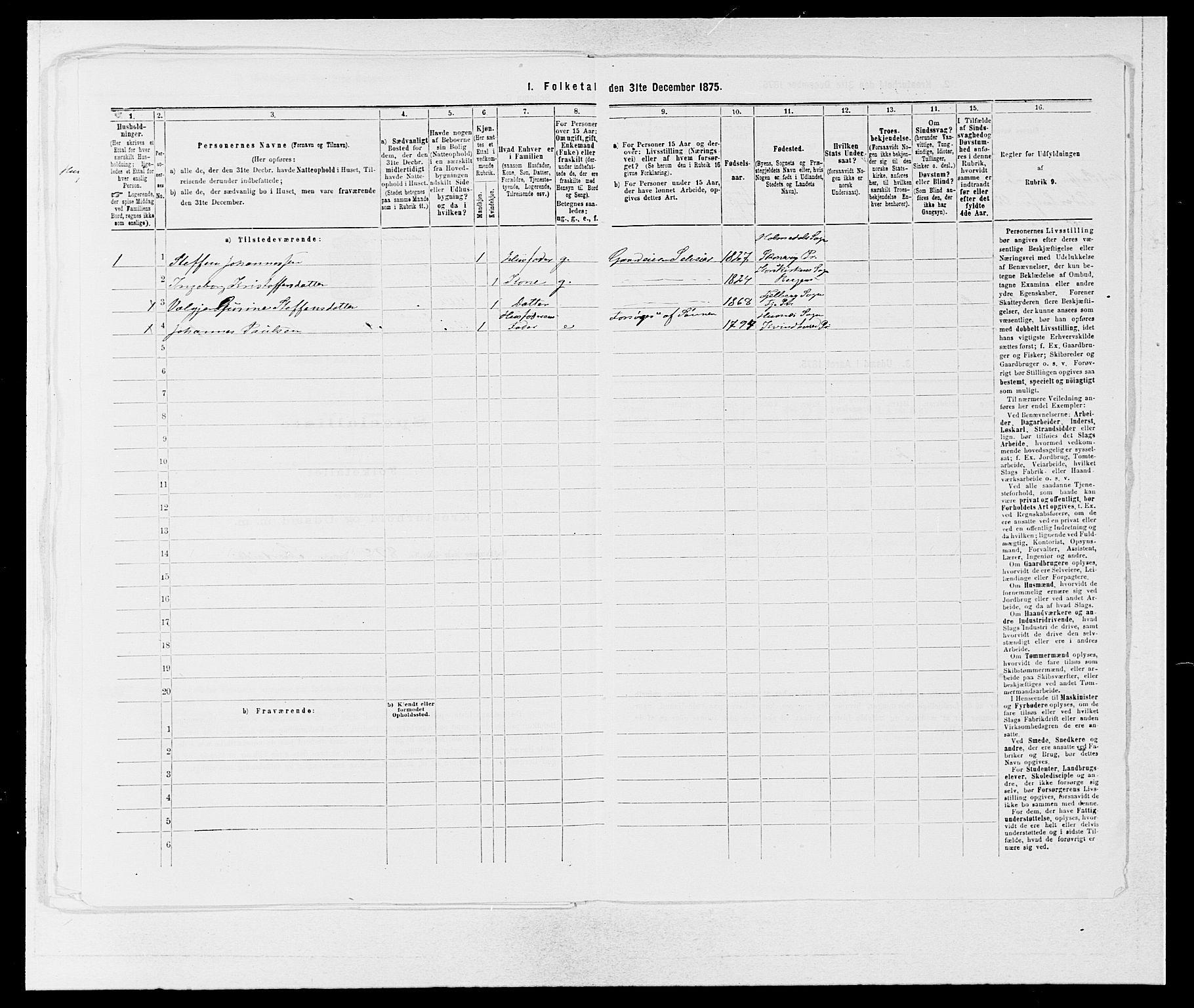 SAB, 1875 census for 1213P Fjelberg, 1875, p. 718