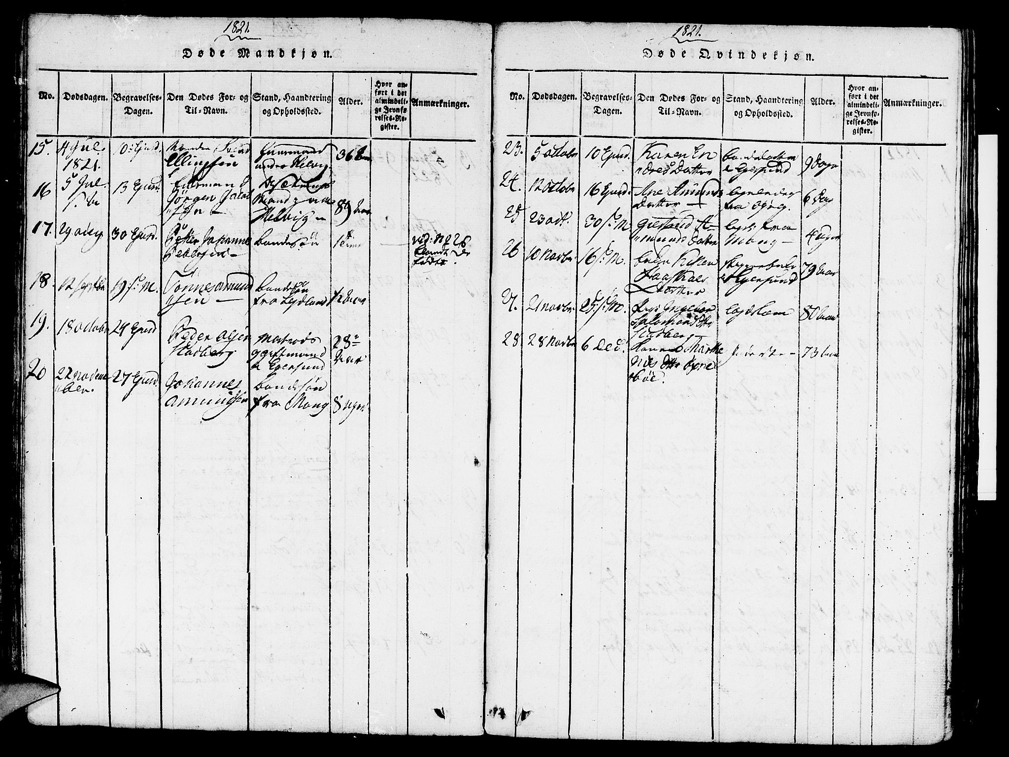 Eigersund sokneprestkontor, SAST/A-101807/S08/L0007: Parish register (official) no. A 7, 1815-1827