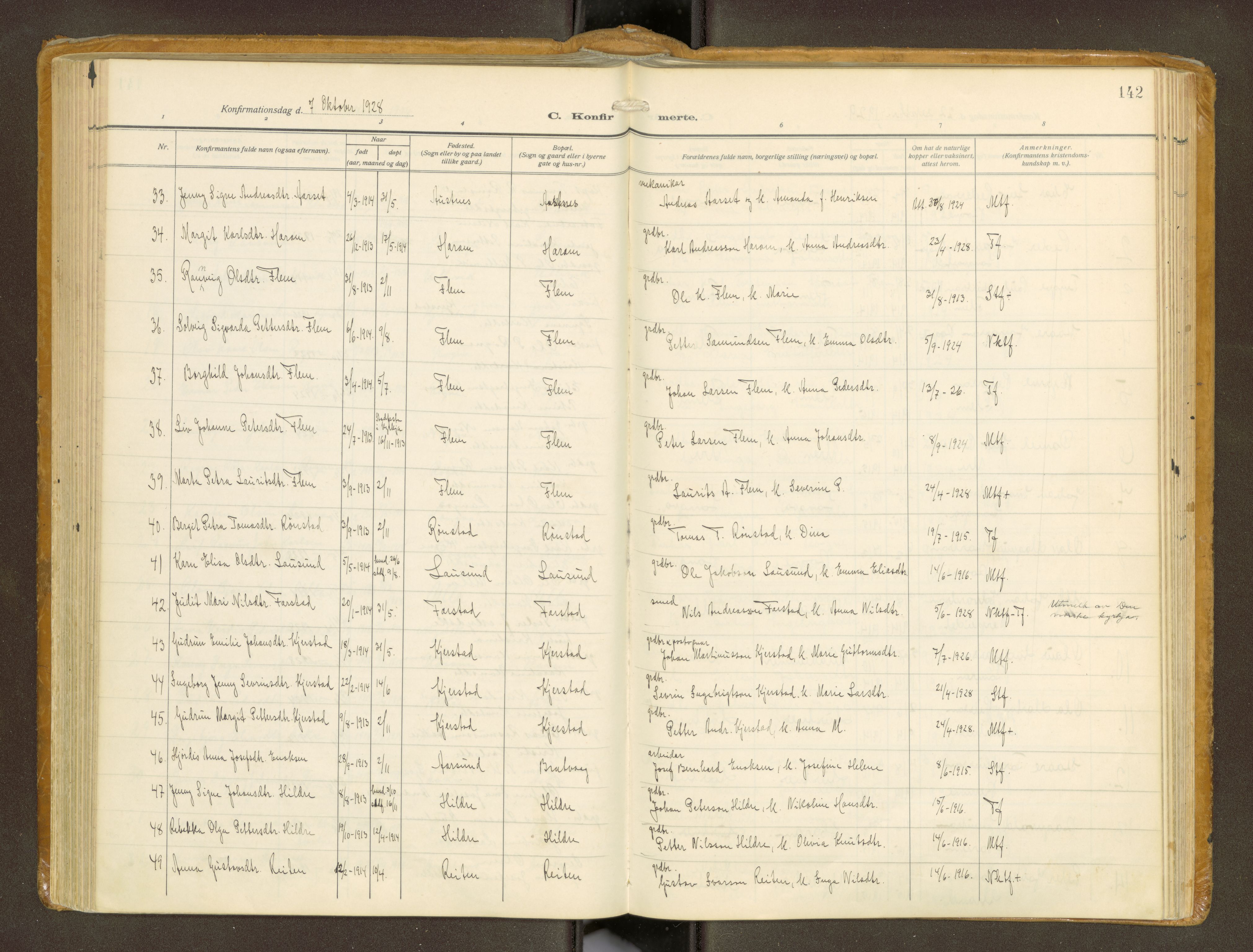 Ministerialprotokoller, klokkerbøker og fødselsregistre - Møre og Romsdal, AV/SAT-A-1454/536/L0518: Parish register (official) no. 536A--, 1914-1931, p. 142