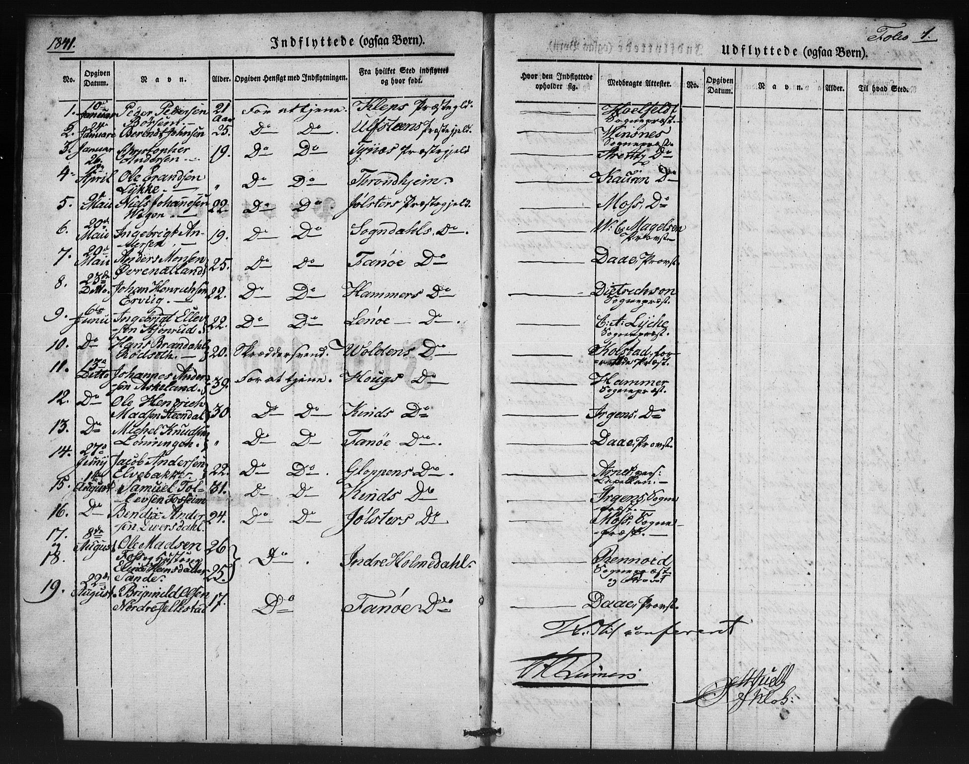 Domkirken sokneprestembete, SAB/A-74801/H/Haa/L0046: Parish register (official) no. F 1, 1841-1852, p. 1