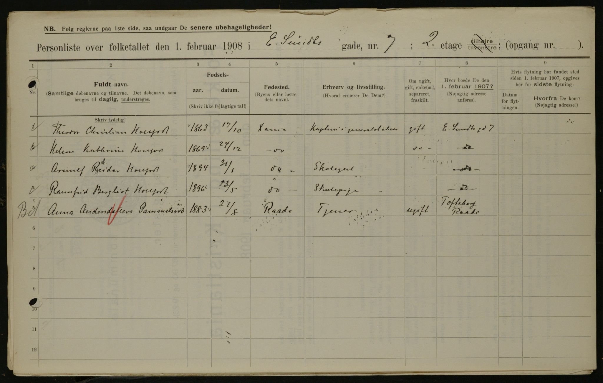 OBA, Municipal Census 1908 for Kristiania, 1908, p. 17370