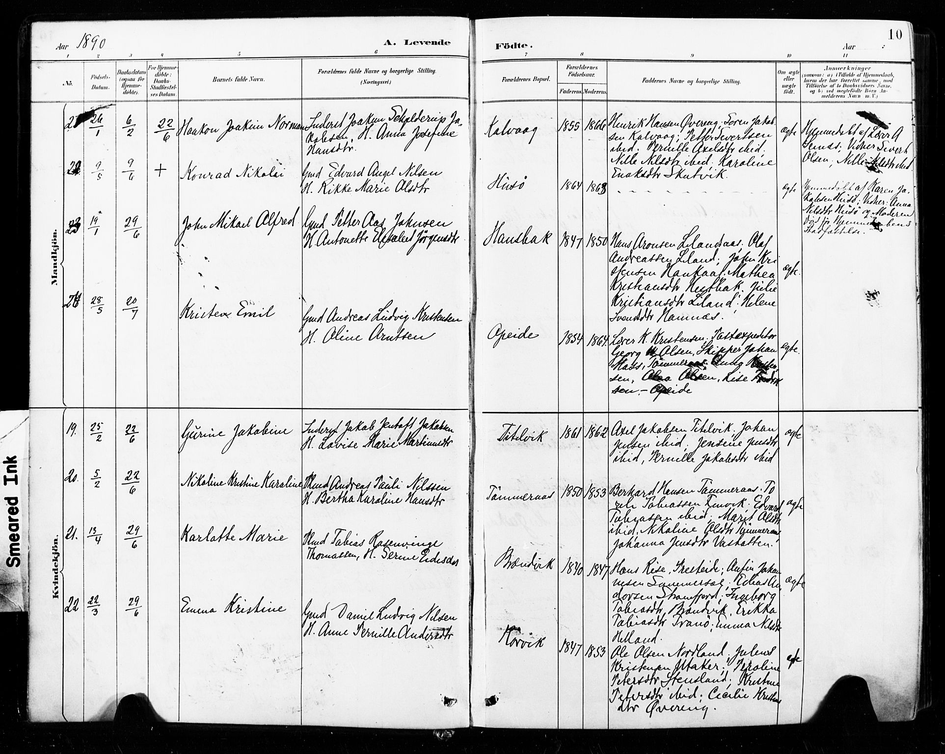 Ministerialprotokoller, klokkerbøker og fødselsregistre - Nordland, AV/SAT-A-1459/859/L0847: Parish register (official) no. 859A07, 1890-1899, p. 10