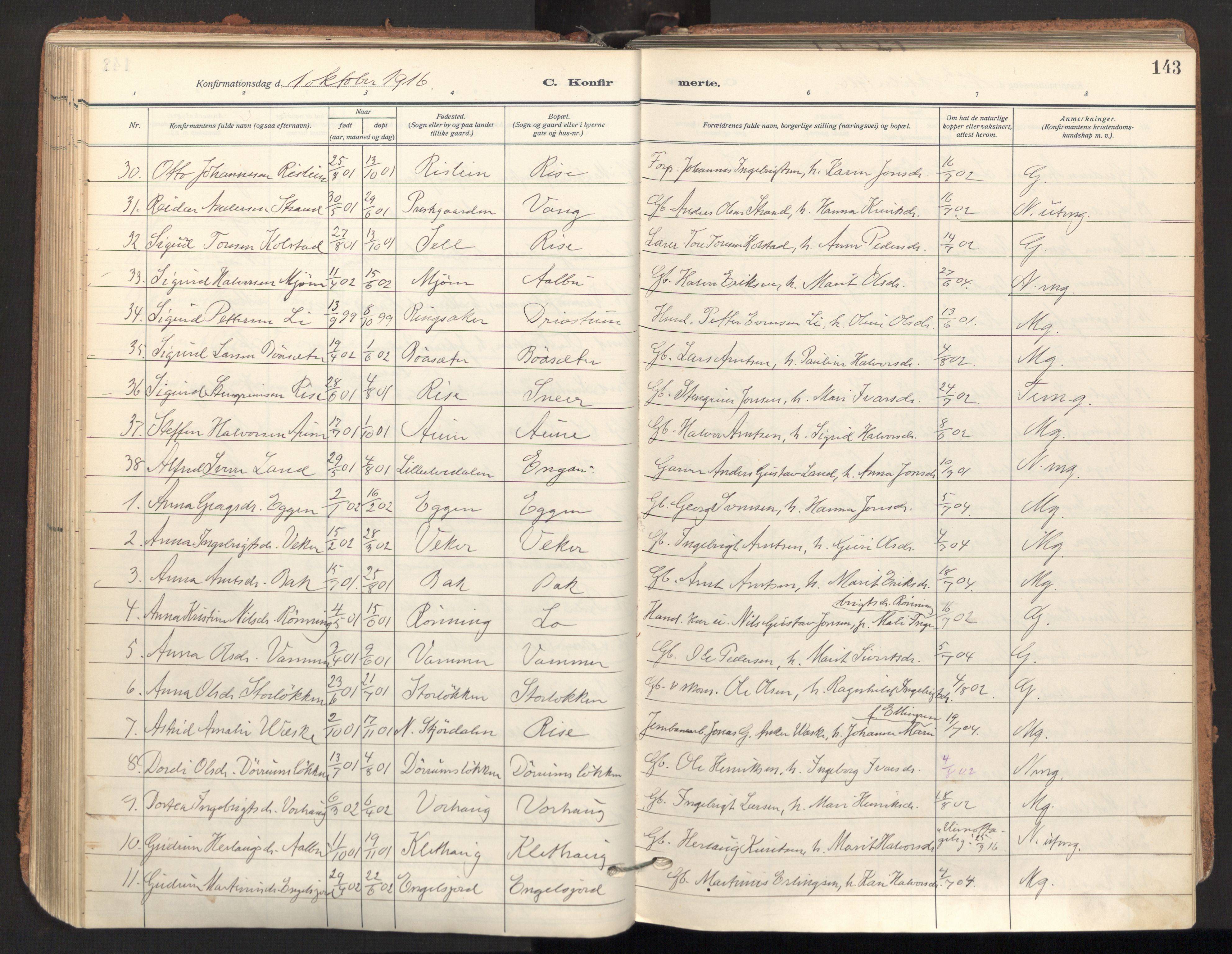 Ministerialprotokoller, klokkerbøker og fødselsregistre - Sør-Trøndelag, AV/SAT-A-1456/678/L0909: Parish register (official) no. 678A17, 1912-1930, p. 143