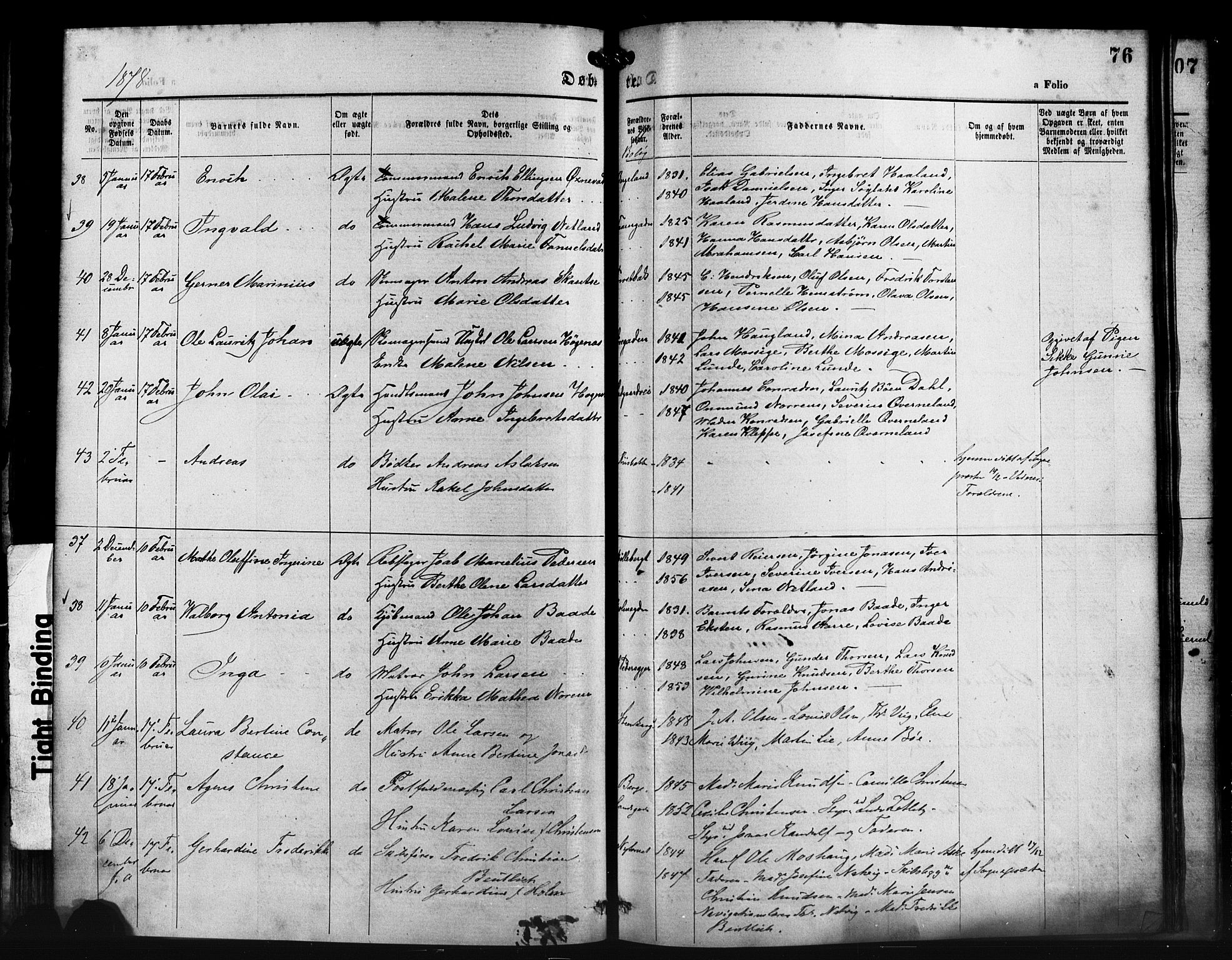 St. Petri sokneprestkontor, AV/SAST-A-101813/001/30/30BA/L0014: Parish register (official) no. A 14, 1876-1879, p. 76