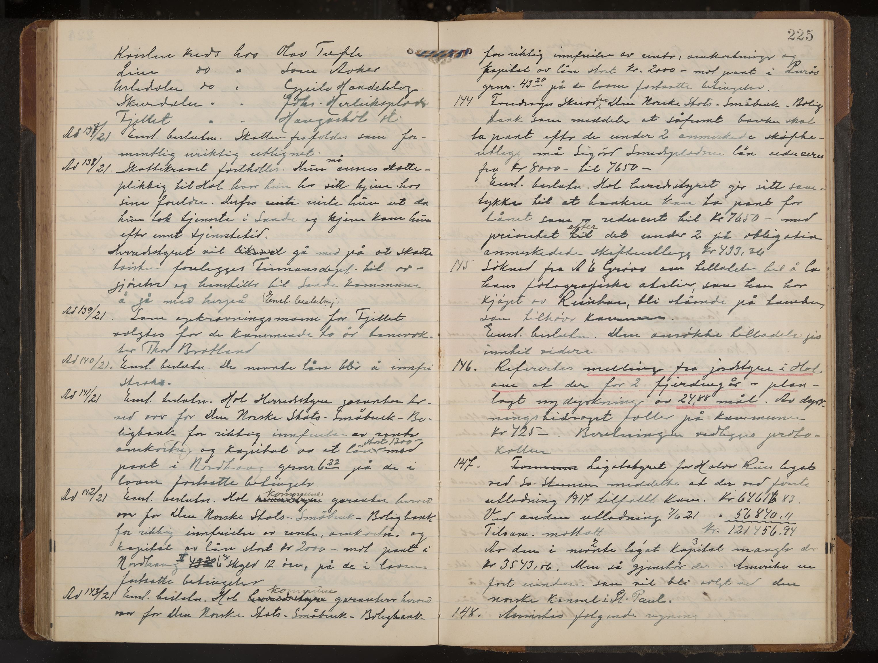 Hol formannskap og sentraladministrasjon, IKAK/0620021-1/A/L0006: Møtebok, 1916-1922, p. 225