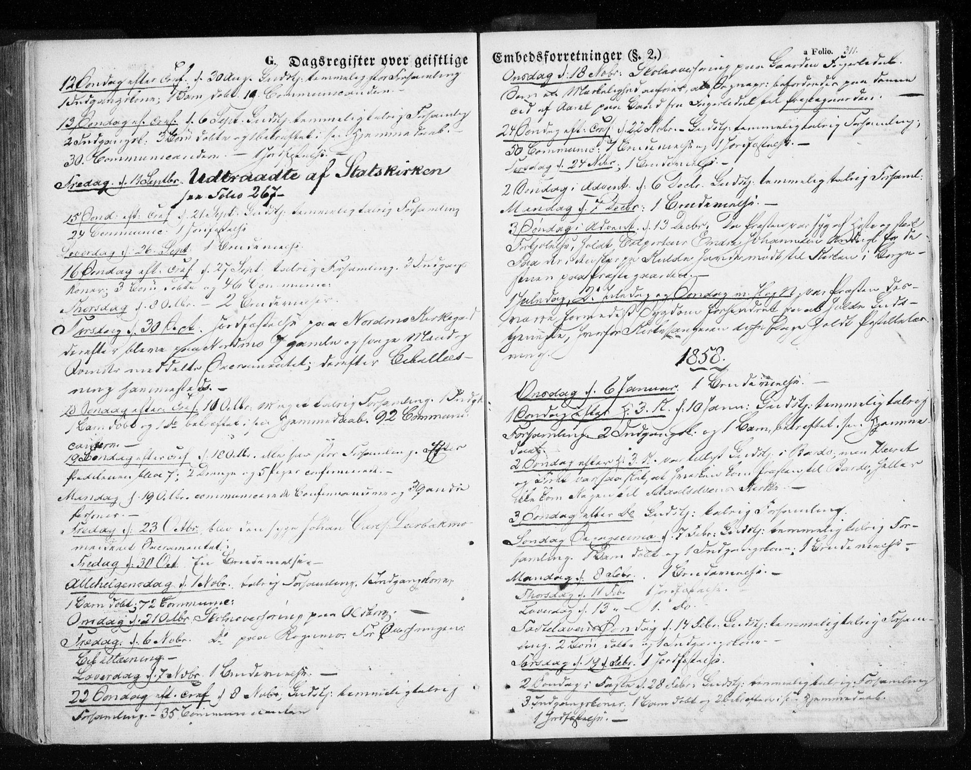 Målselv sokneprestembete, SATØ/S-1311/G/Ga/Gaa/L0003kirke: Parish register (official) no. 3, 1853-1863, p. 311
