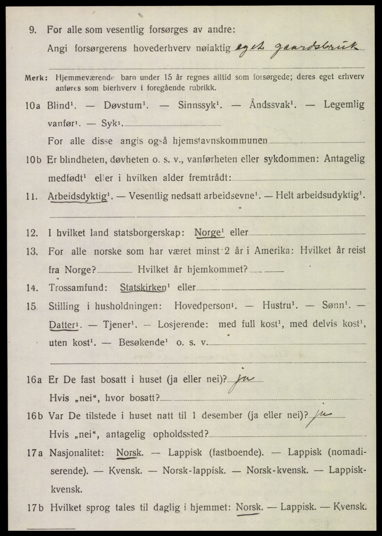 SAT, 1920 census for Foldereid, 1920, p. 461