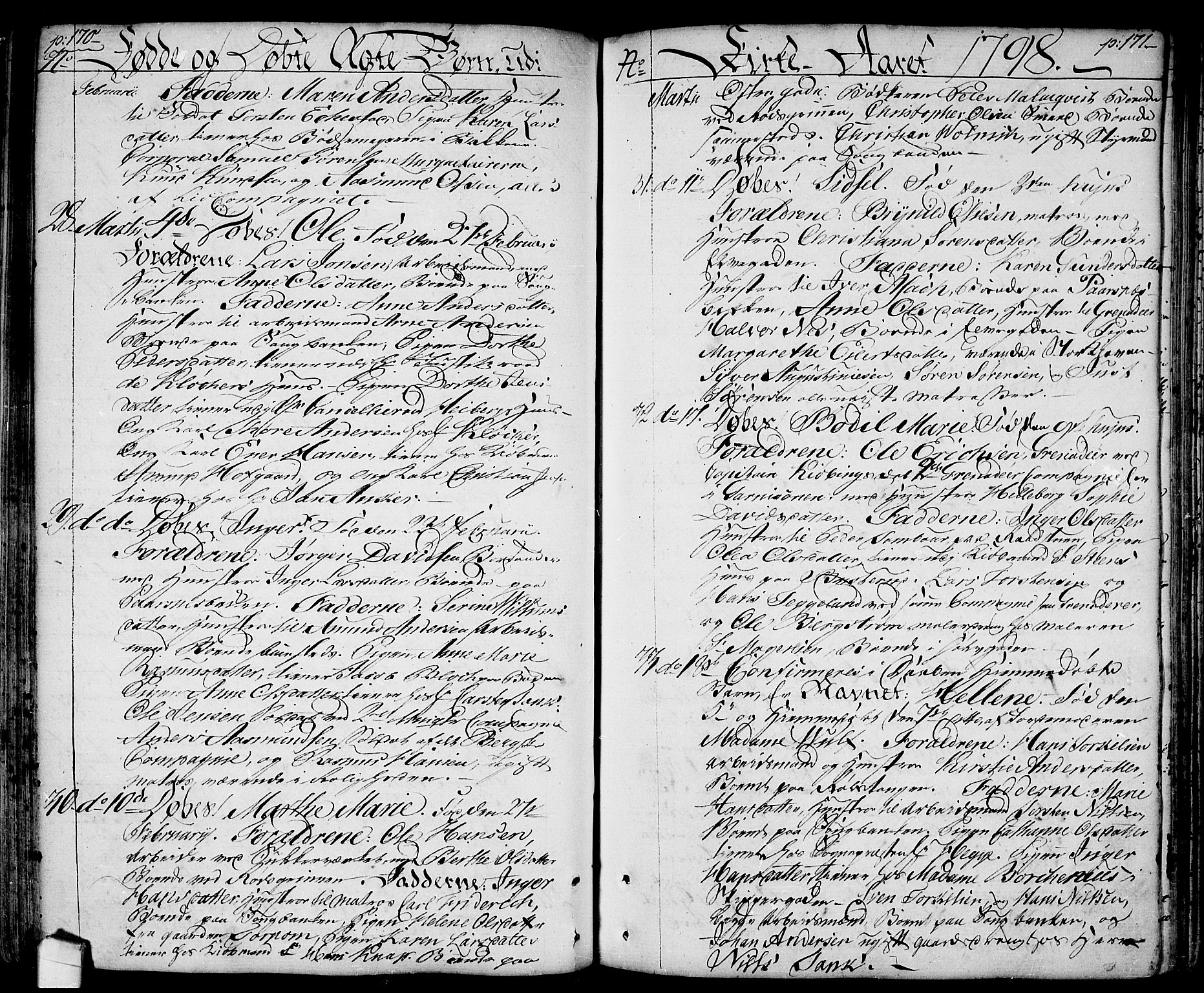 Halden prestekontor Kirkebøker, SAO/A-10909/F/Fa/L0002: Parish register (official) no. I 2, 1792-1812, p. 170-171