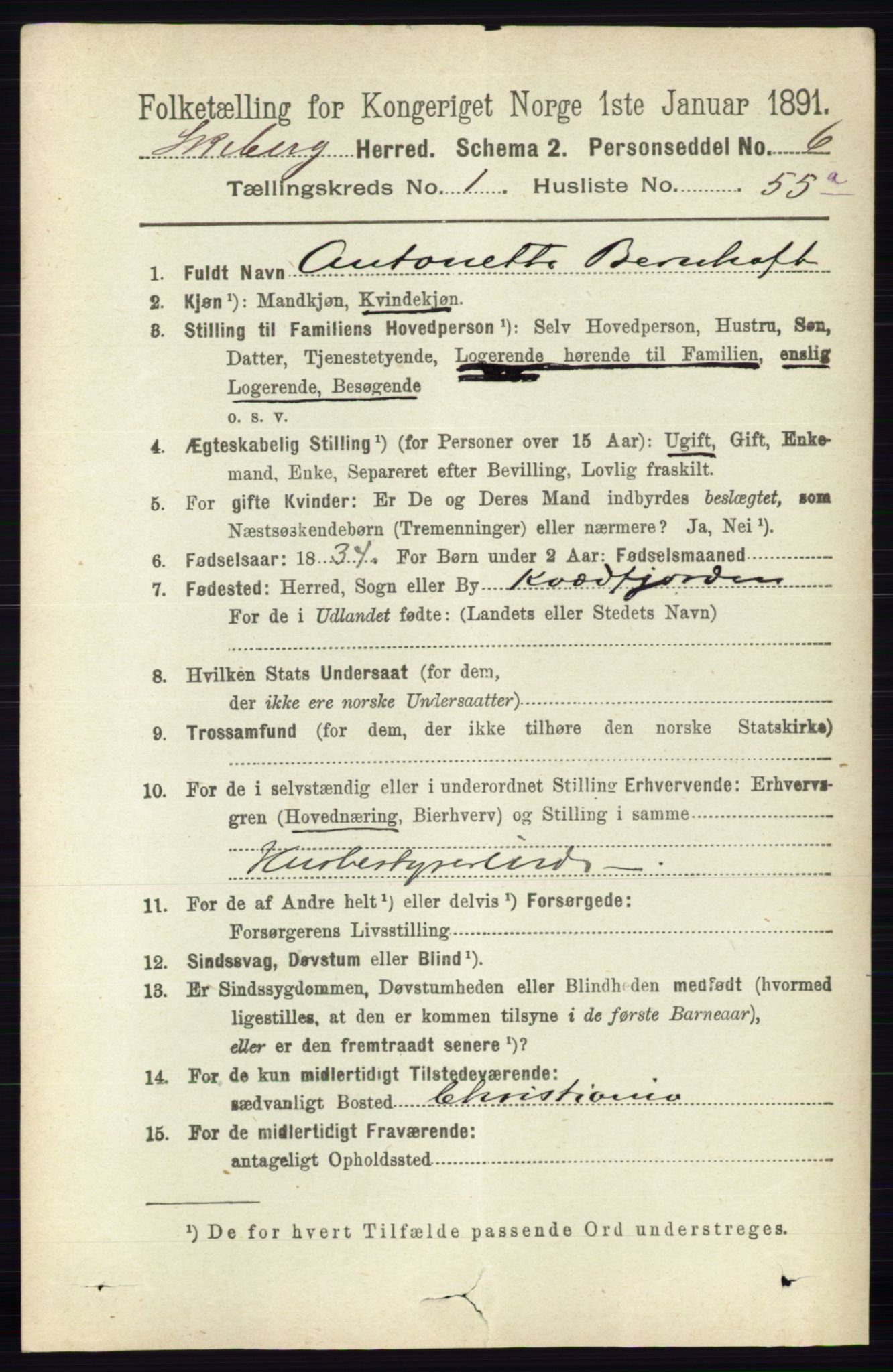 RA, 1891 census for 0115 Skjeberg, 1891, p. 805