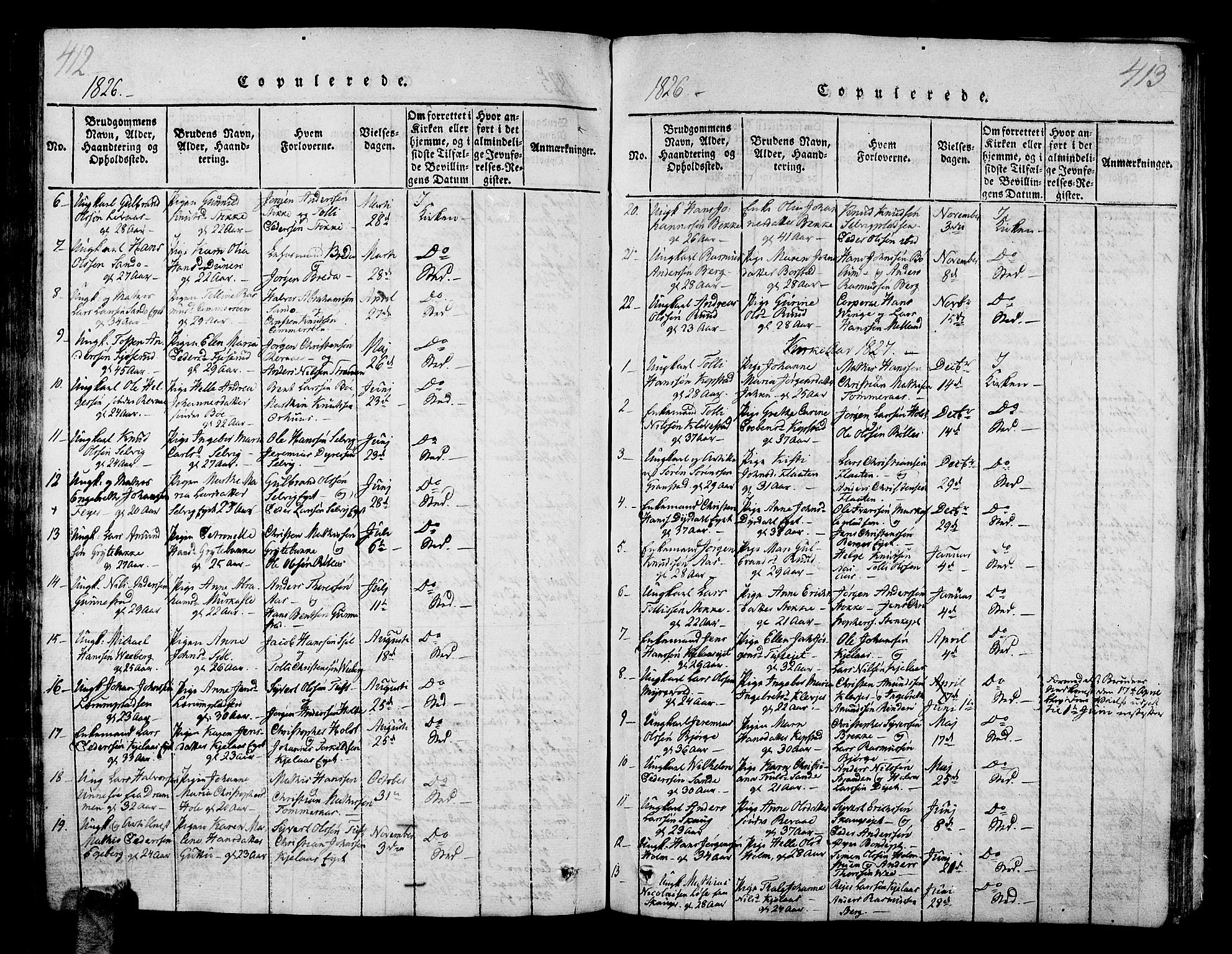 Sande Kirkebøker, SAKO/A-53/G/Ga/L0001: Parish register (copy) no. 1, 1814-1847, p. 412-413