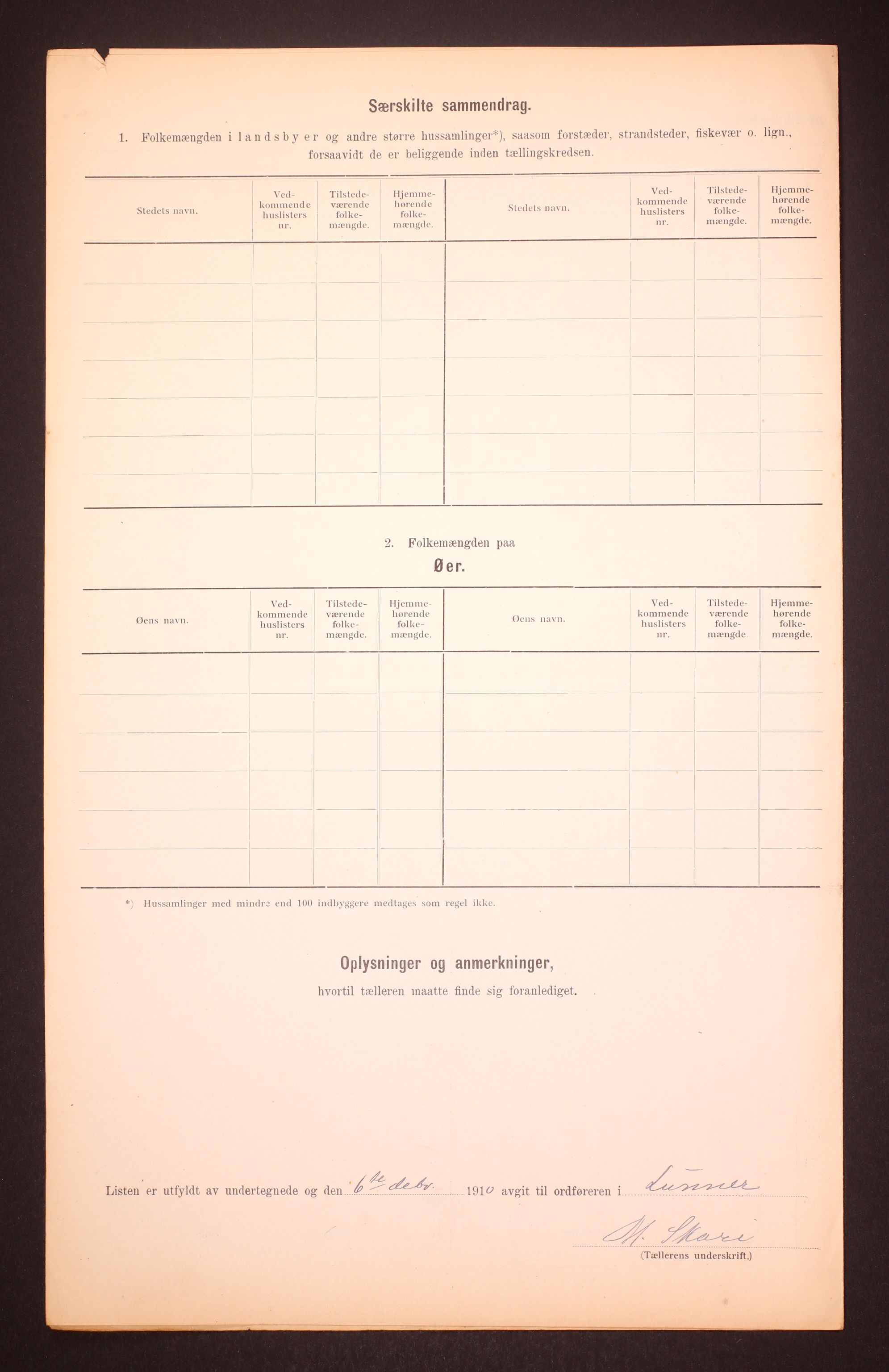 RA, 1910 census for Lunner, 1910, p. 11