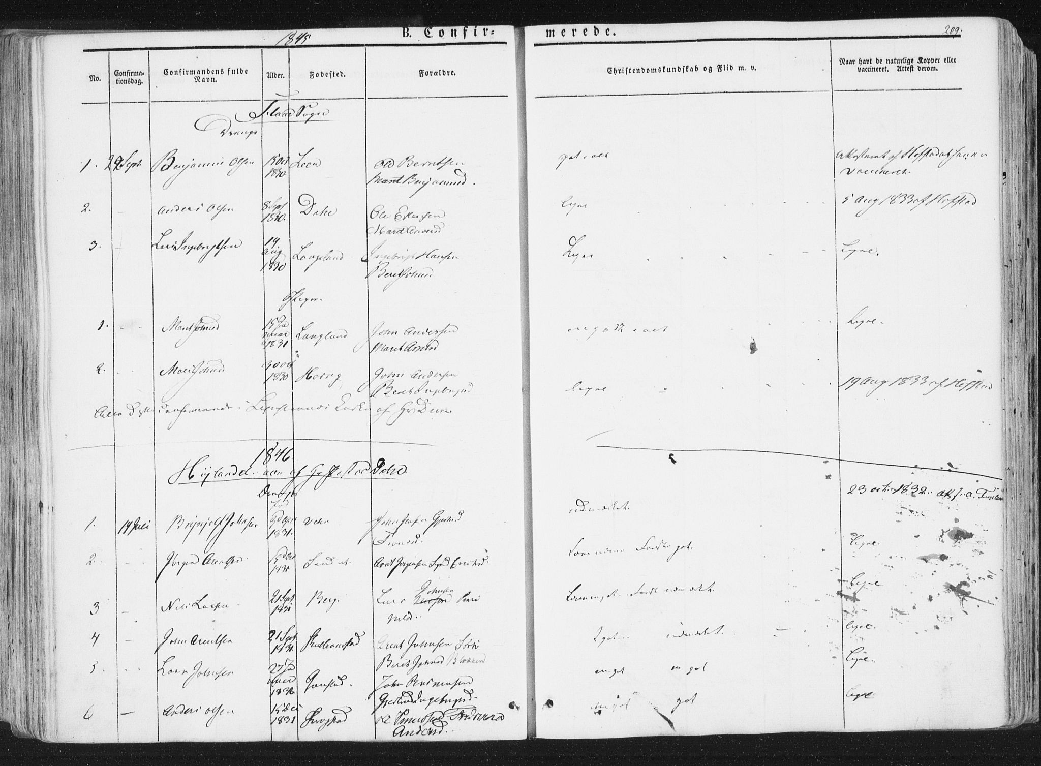 Ministerialprotokoller, klokkerbøker og fødselsregistre - Sør-Trøndelag, SAT/A-1456/691/L1074: Parish register (official) no. 691A06, 1842-1852, p. 209