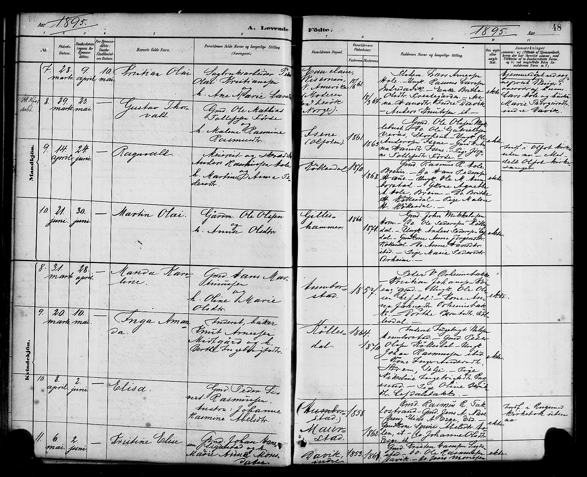 Davik sokneprestembete, AV/SAB-A-79701/H/Haa/Haab/L0001: Parish register (official) no. B 1, 1882-1900, p. 48