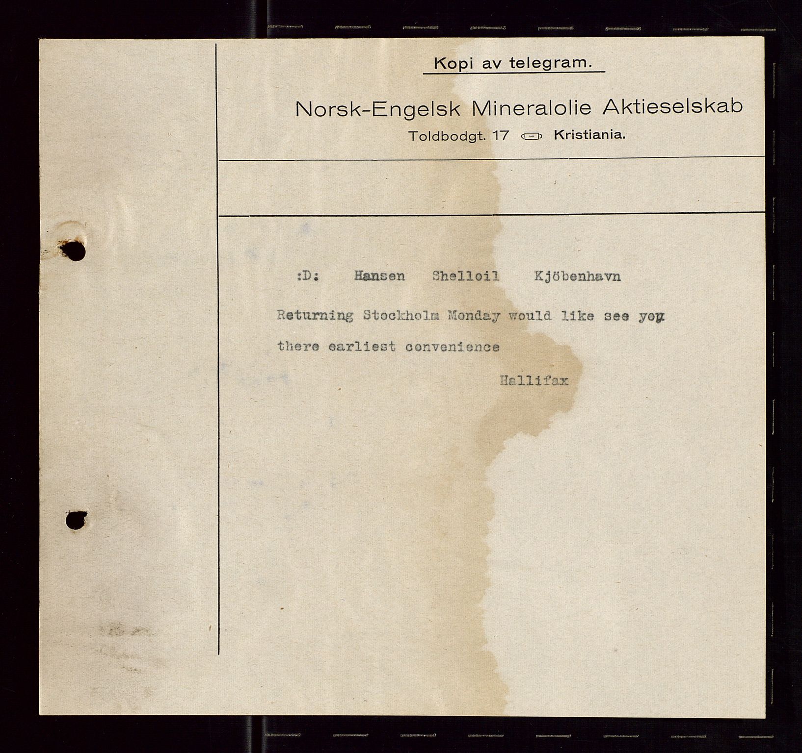 Pa 1521 - A/S Norske Shell, AV/SAST-A-101915/E/Ea/Eaa/L0005: Sjefskorrespondanse, 1918, p. 103