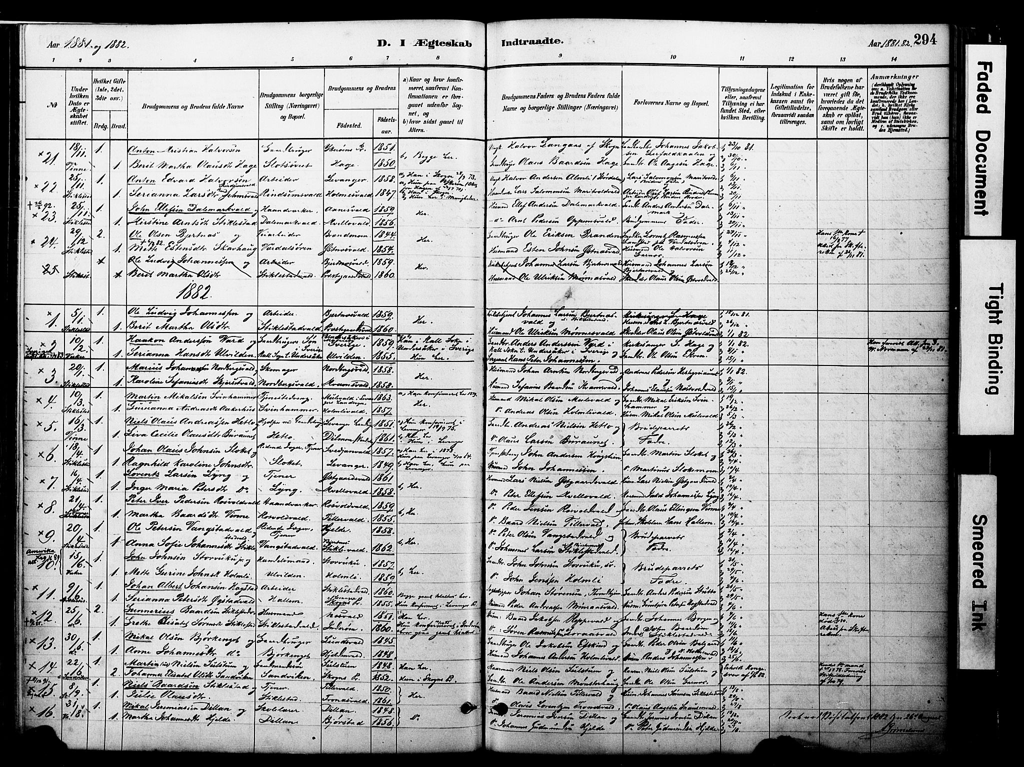 Ministerialprotokoller, klokkerbøker og fødselsregistre - Nord-Trøndelag, SAT/A-1458/723/L0244: Parish register (official) no. 723A13, 1881-1899, p. 294