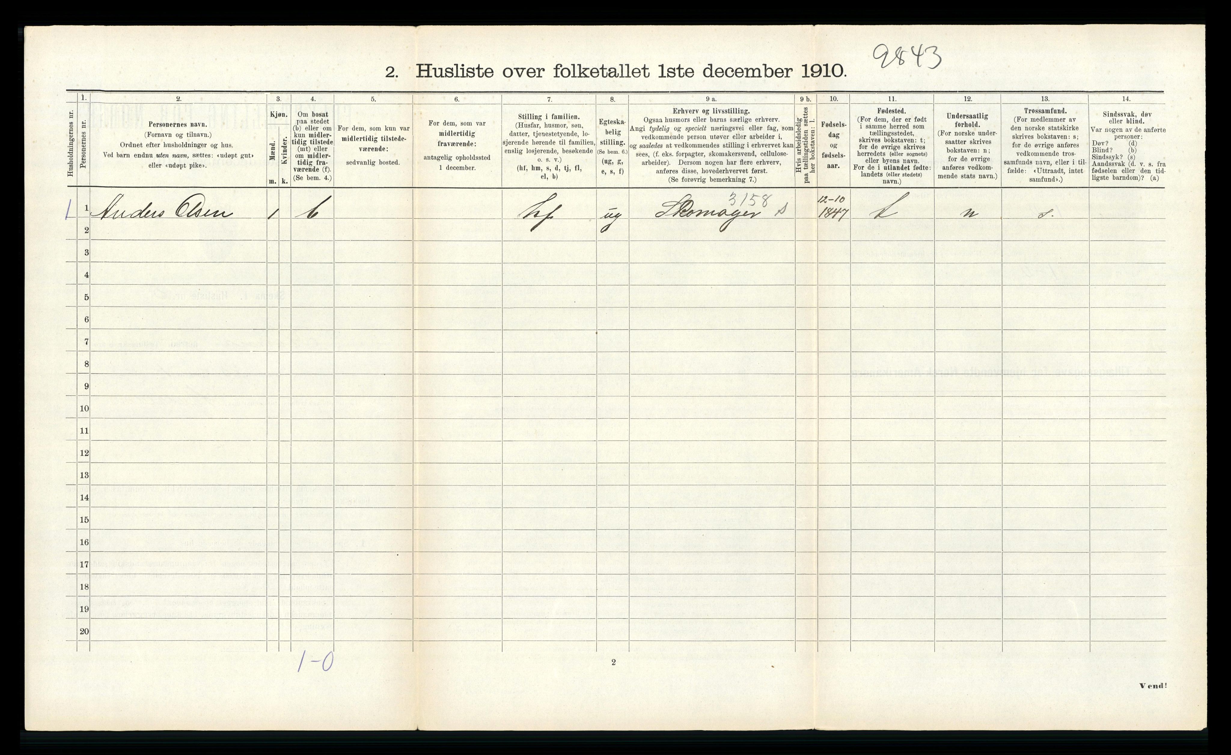 RA, 1910 census for Kinn, 1910, p. 525